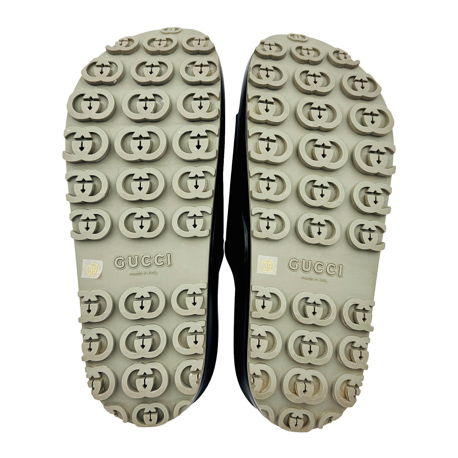 Outsole image of Gucci Black Interlocking G Slides (Size 39/39.5) - GUC1556587