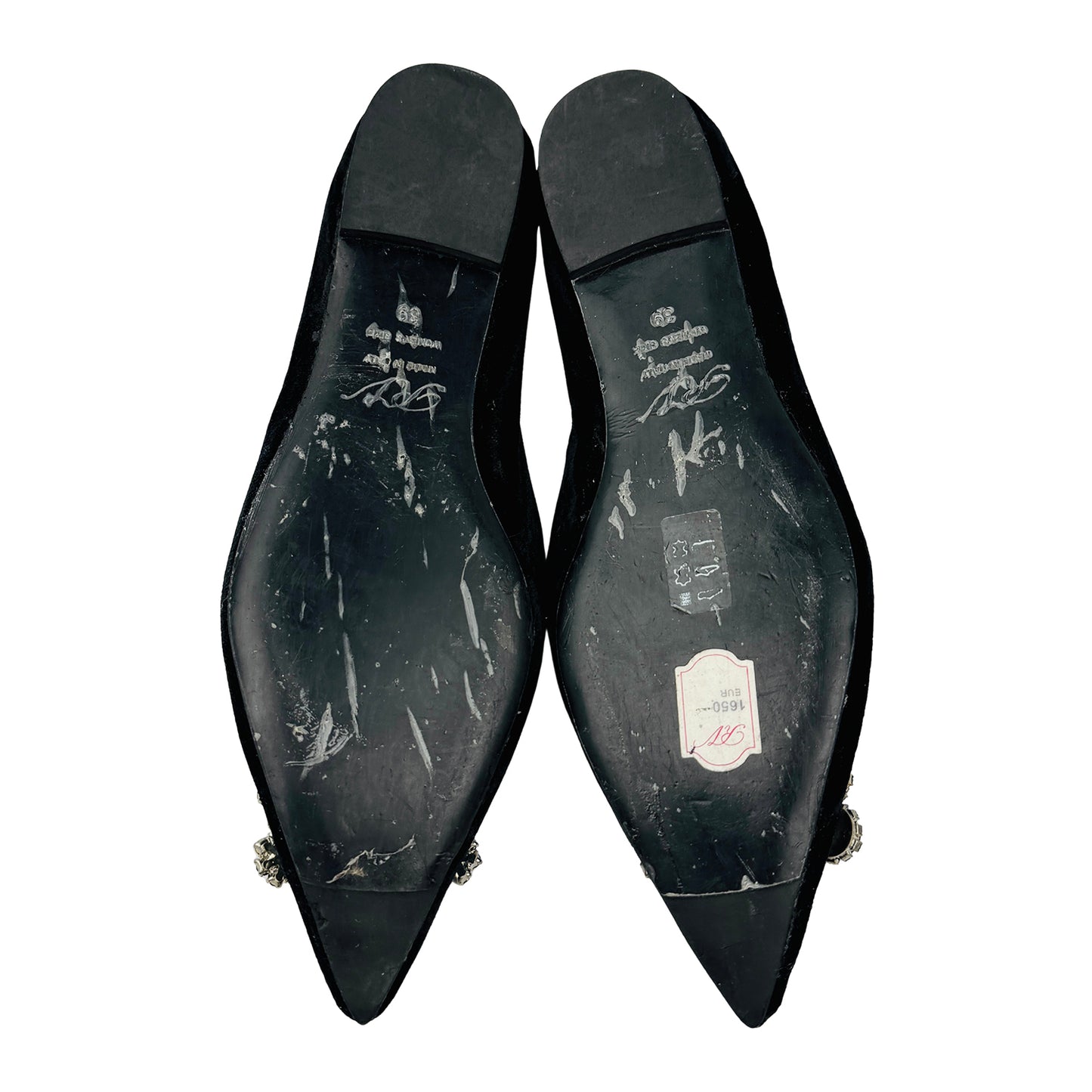 Roger Vivier Black Velvet Ballet Flats (Size 39)