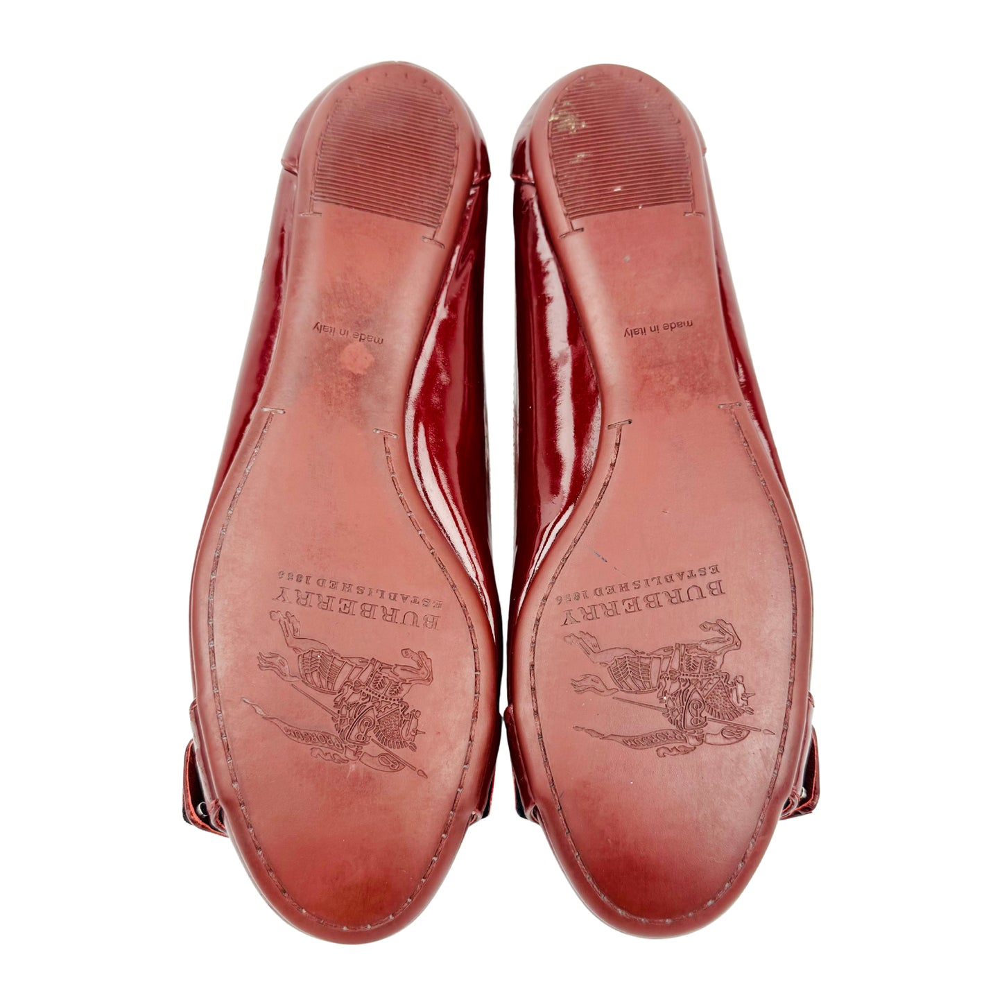 Burberry Patent Leather 'Wine Red' Ballet Flats (Size 36/36.5)