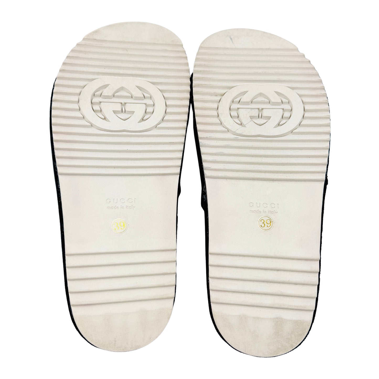 Gucci Black GG Embossed Velvet Slides (Size 39/39.5)