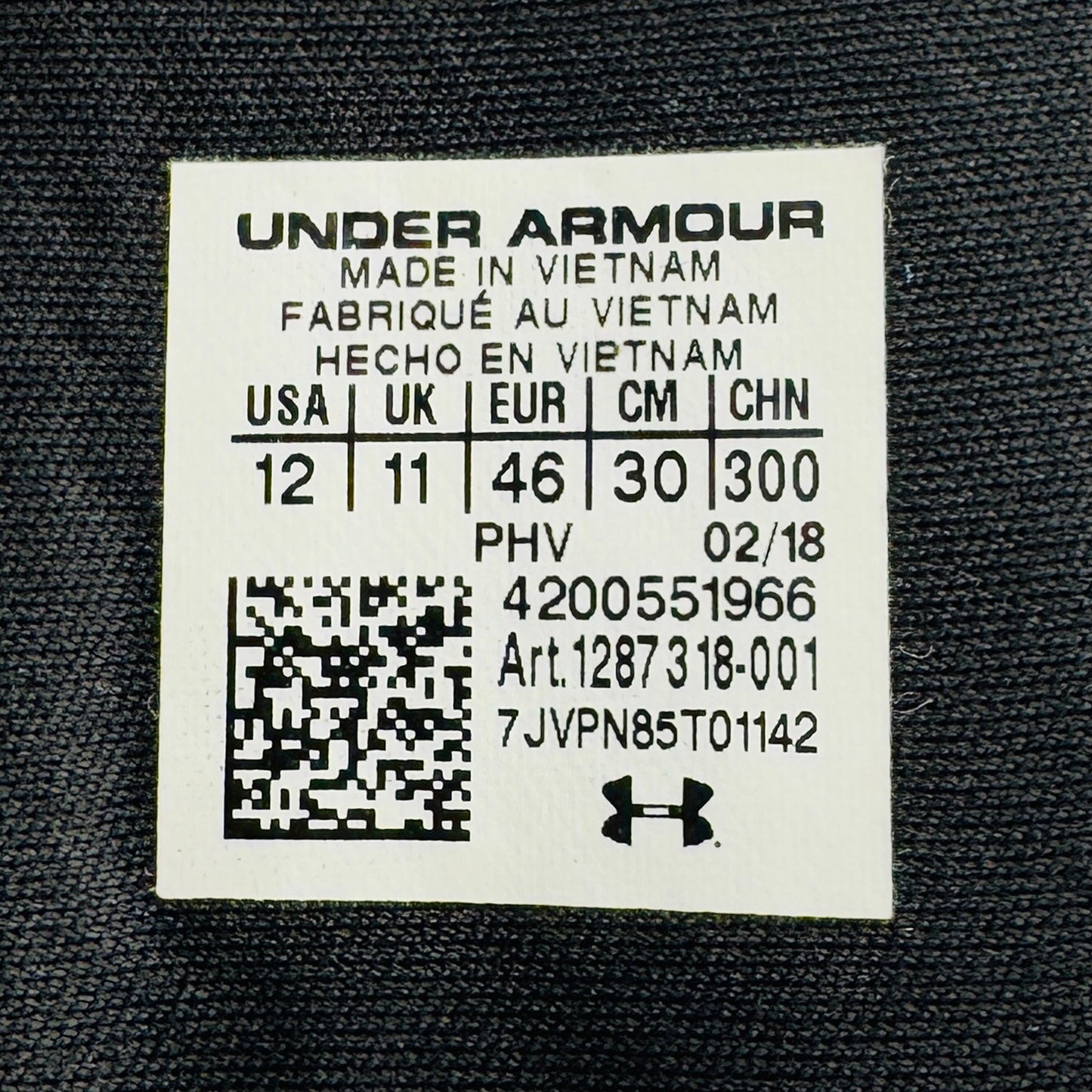 Inside made, size and code printing image of Under Armour Men's Ignite 5 Black Slides (Size 46) - 1287318-001
