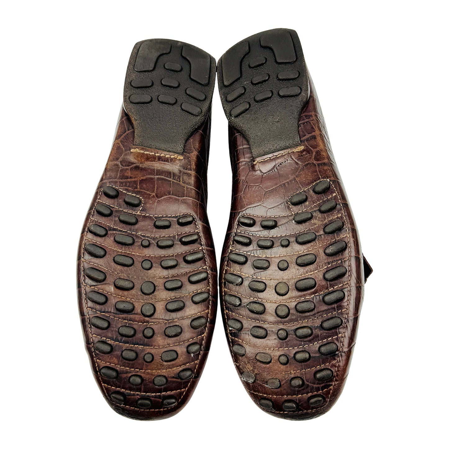 Santoni Croc-Embossed Leather Driving Loafers (Size 42.5)