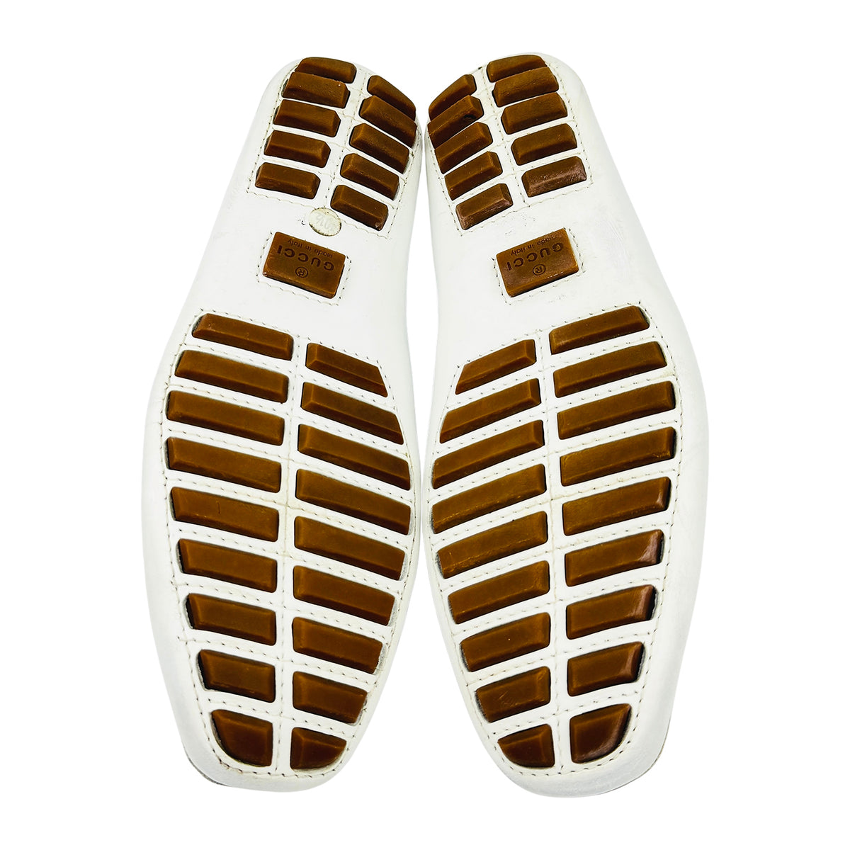 Gucci Bamboo Horsebit White Leather Driving Loafers (Size 40.5)