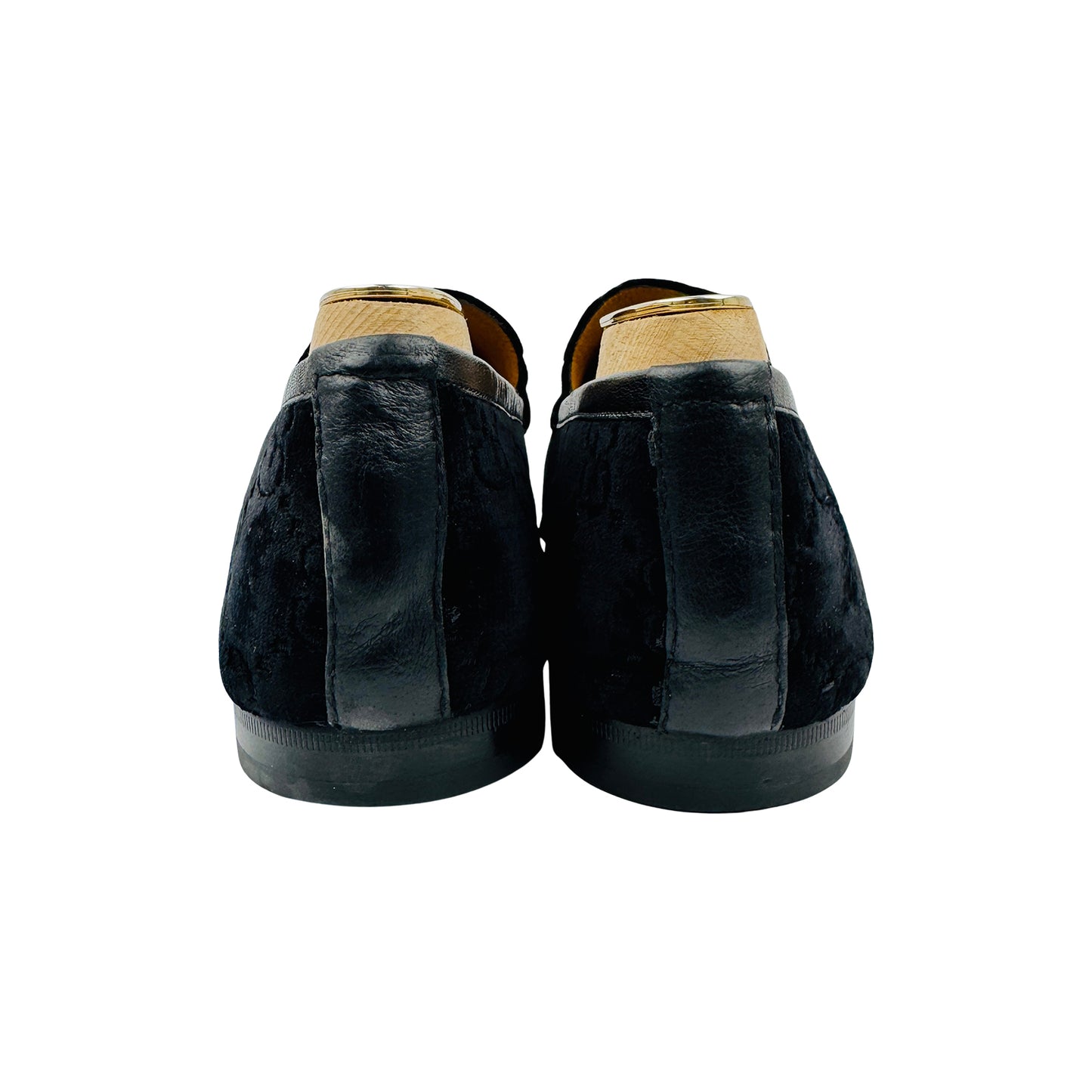 Gucci Men's Jordaan Black GG Velvet Bit Loafers (Size 45)