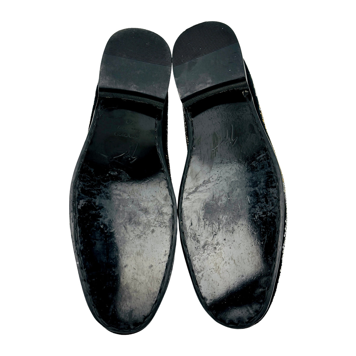 Giuseppe Zanoti Black Leather Embellished Loafers (Size 42)
