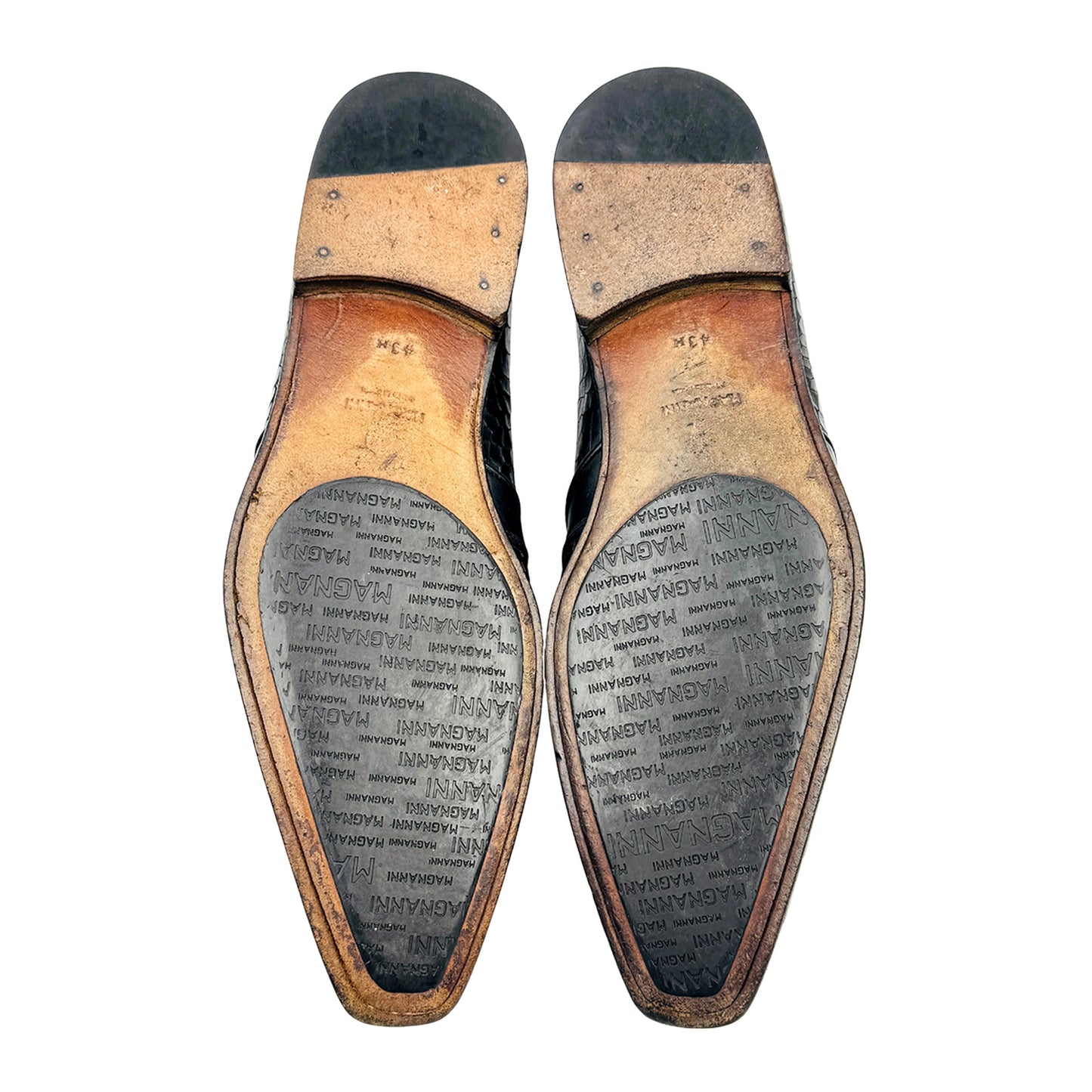 Magnanni Men's Black Croc Embossed Leather Shoes (Size 43)