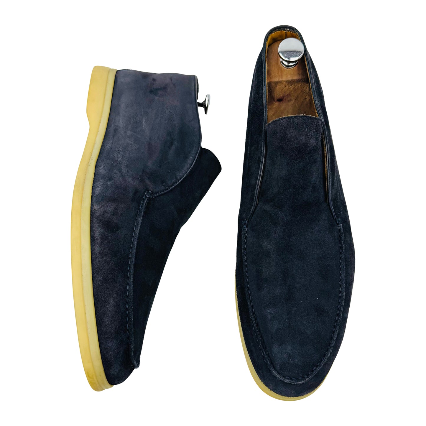 Loro Piana Open Walk Midnight Blue Ankle Boots (Size 45)