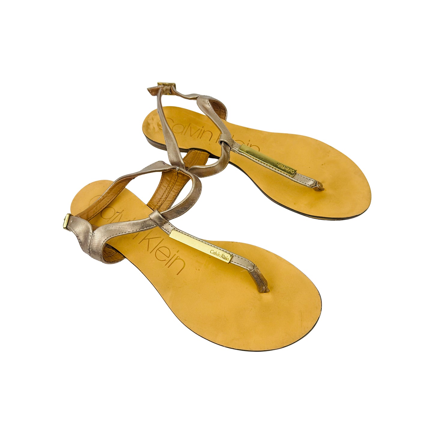 Calvin Klein Samira 'Champagne Gold' Thong Sandals (Size 38)