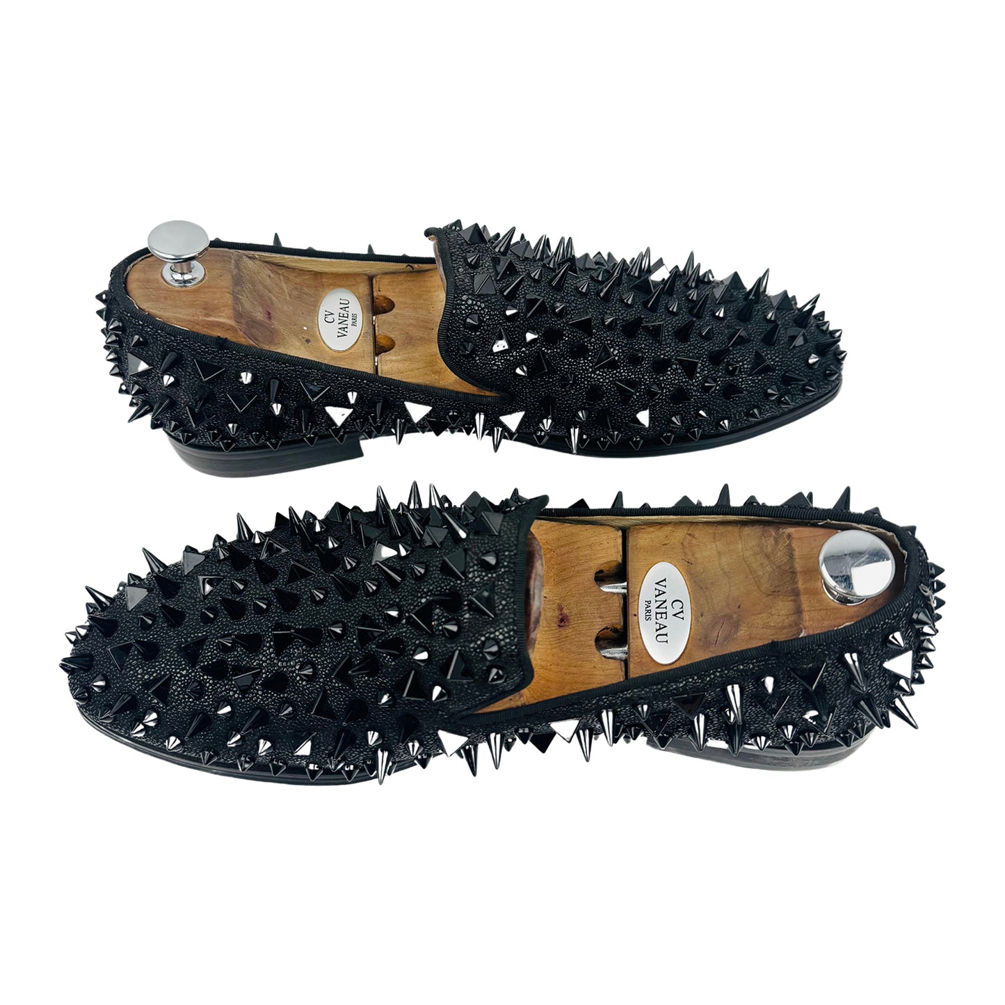 LTTL Men's Black Spiked Loafers (Size 45)
