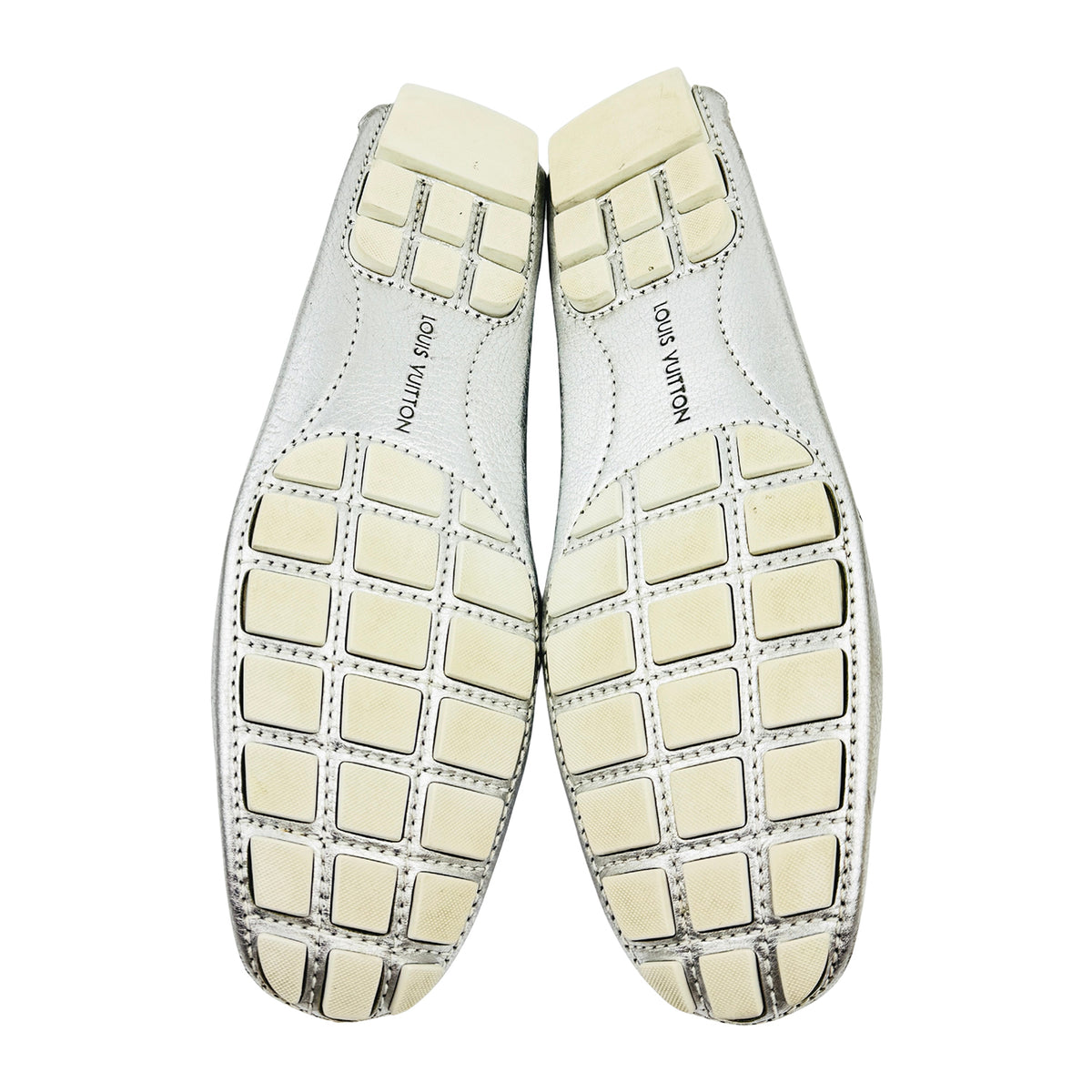 Louis Vuitton Monte Carlo Metallic Silver Leather Loafers (Size 43/43.5)