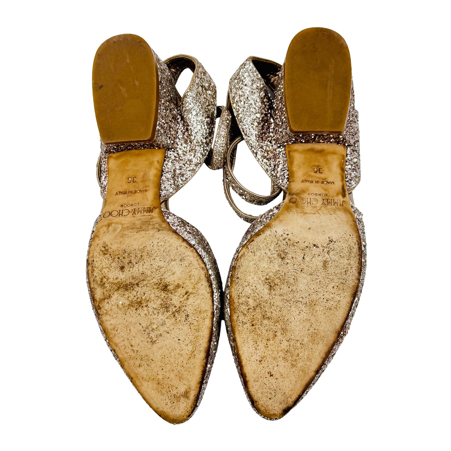 Jimmy Choo Vicky 'Champagne Glitter' Slingback Heels (Size 36)