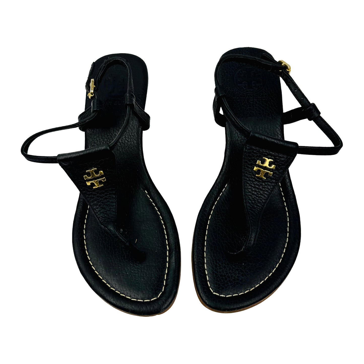 Tory Burch Black Leather Thong Sandals (Size 39)