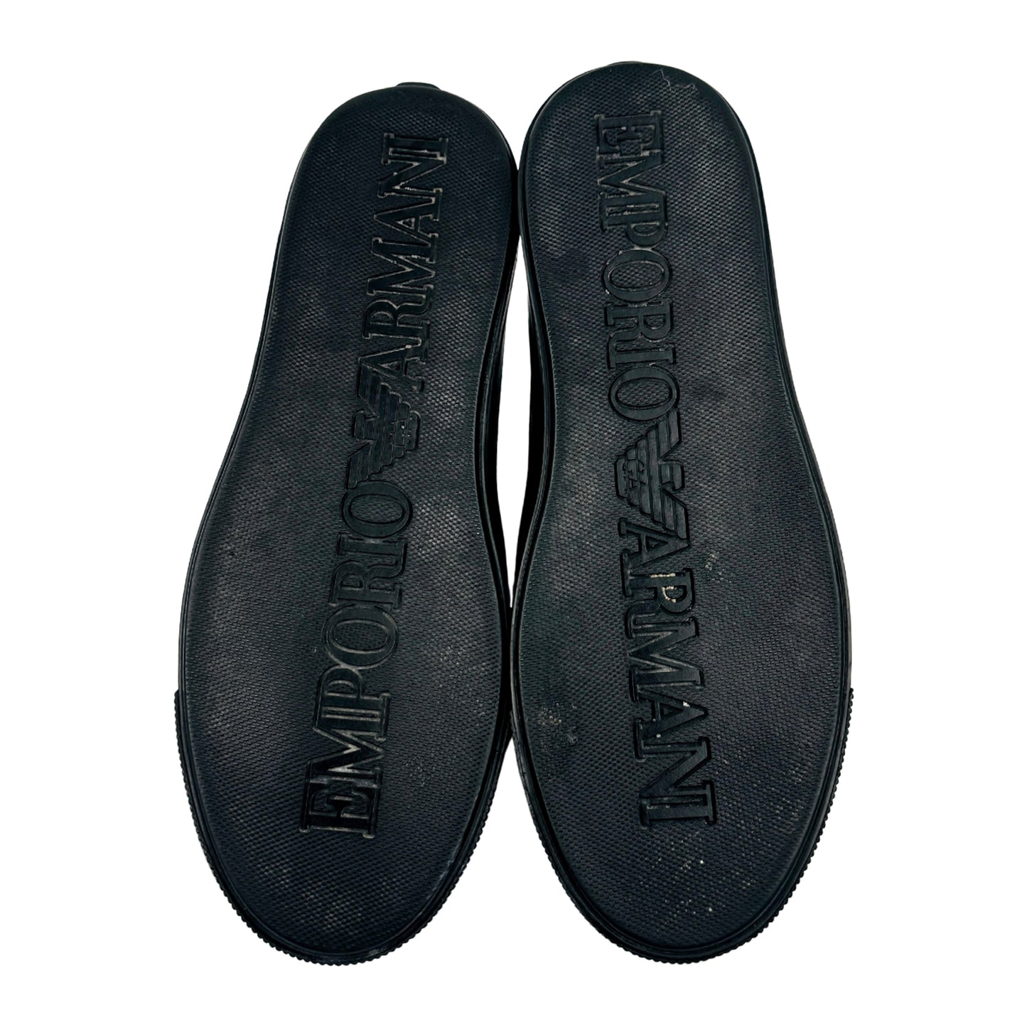 Emporio Armani Black Leather Low Top Sneakers (Size 42)