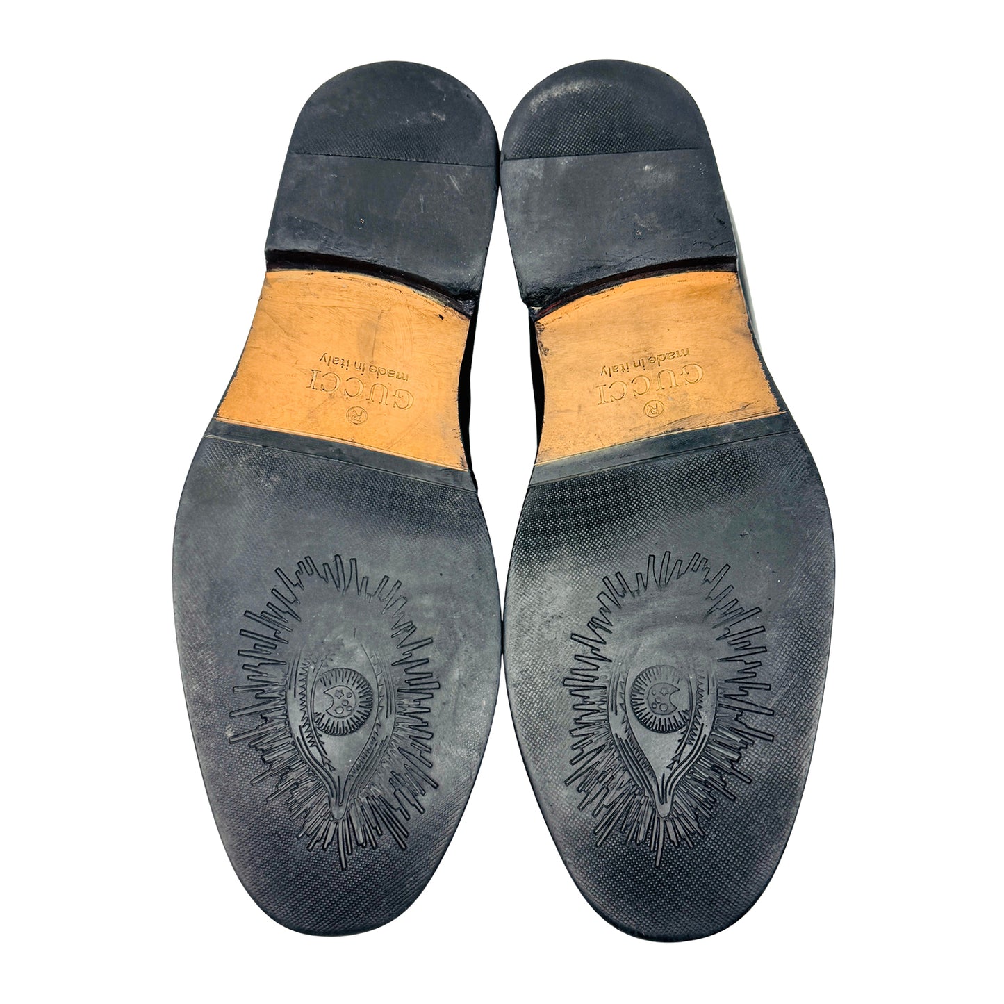 Gucci Black Leather Web Horsebit Loafers (Size 42)