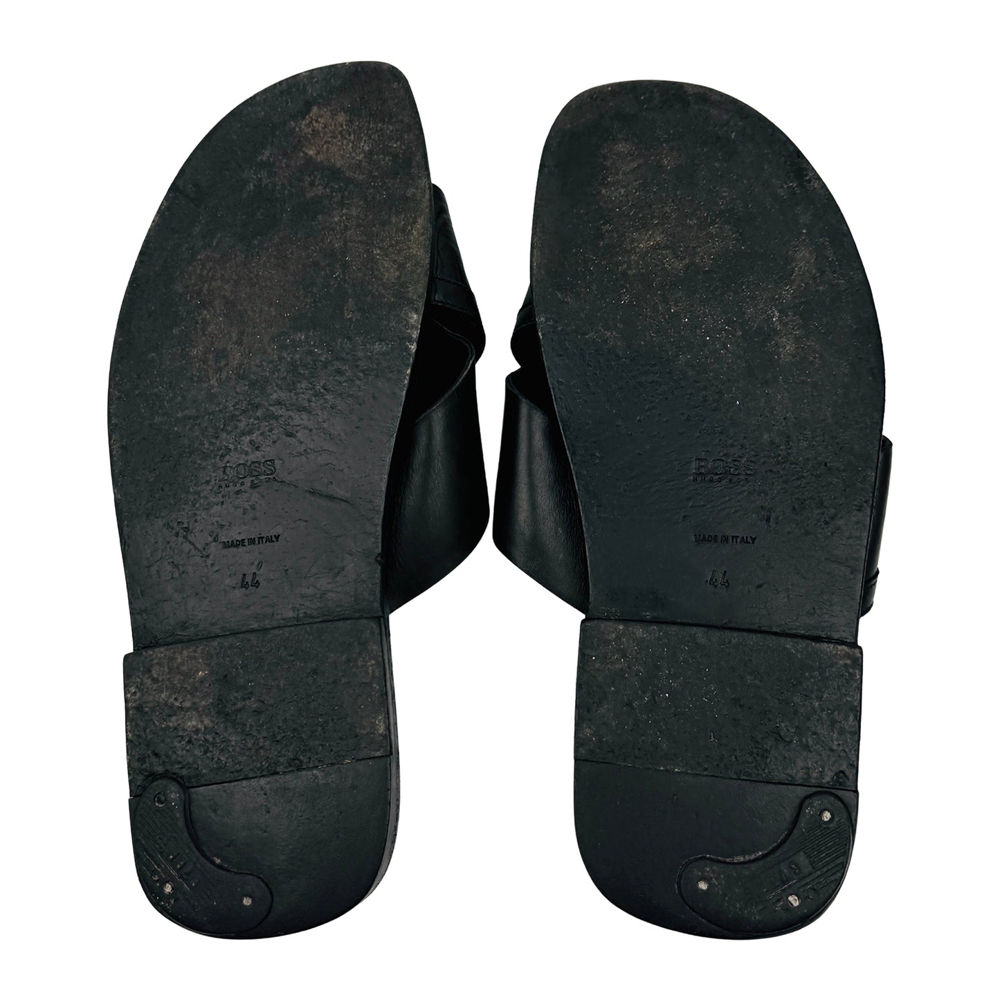 Hugo Boss Men's Black Cross Strap Sandal Slippers (Size 44)