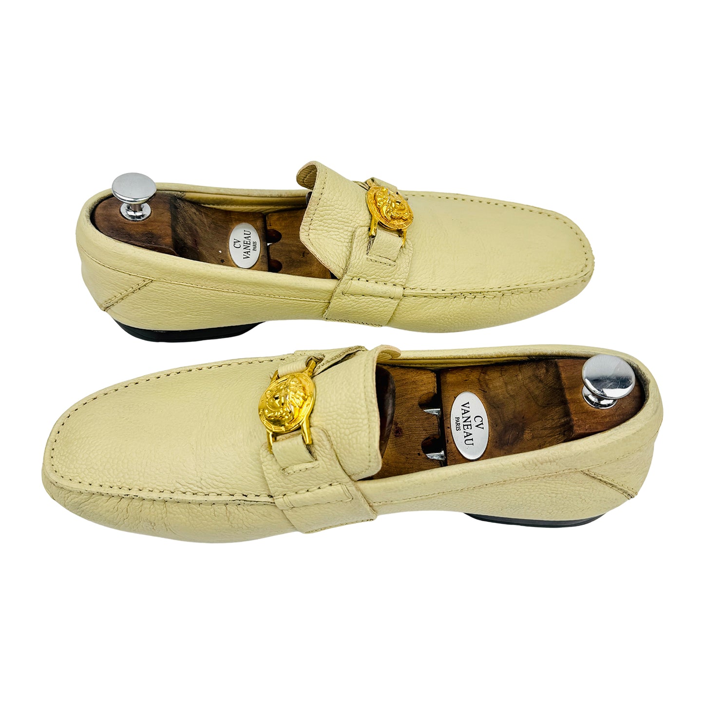 Versace Men's Medusa Beige Leather Loafers (Size 43)