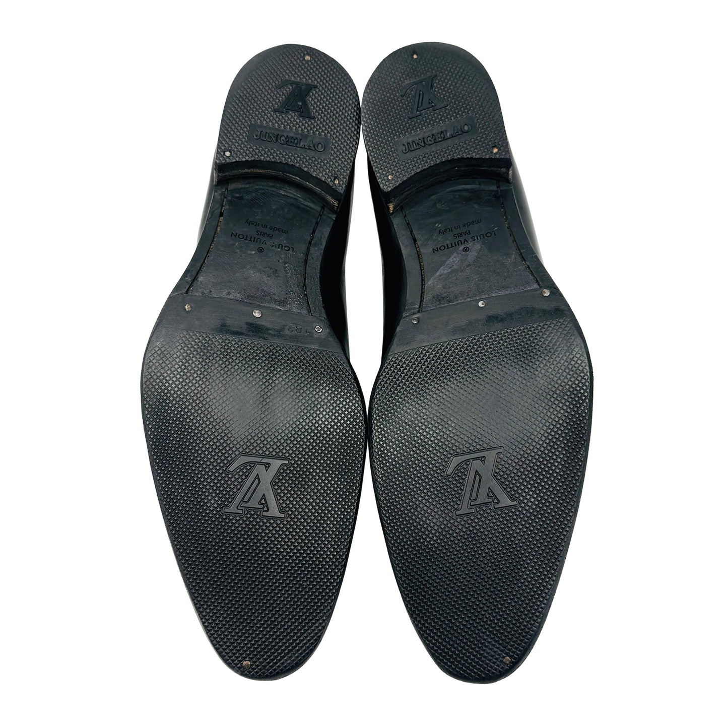 Louis Vuitton District Black Damier Embossed Shoes (Size 44)