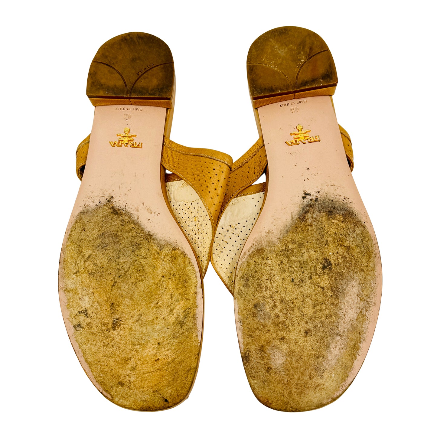 Prada Brown Leather Thong Sandal Slippers (Size 40)