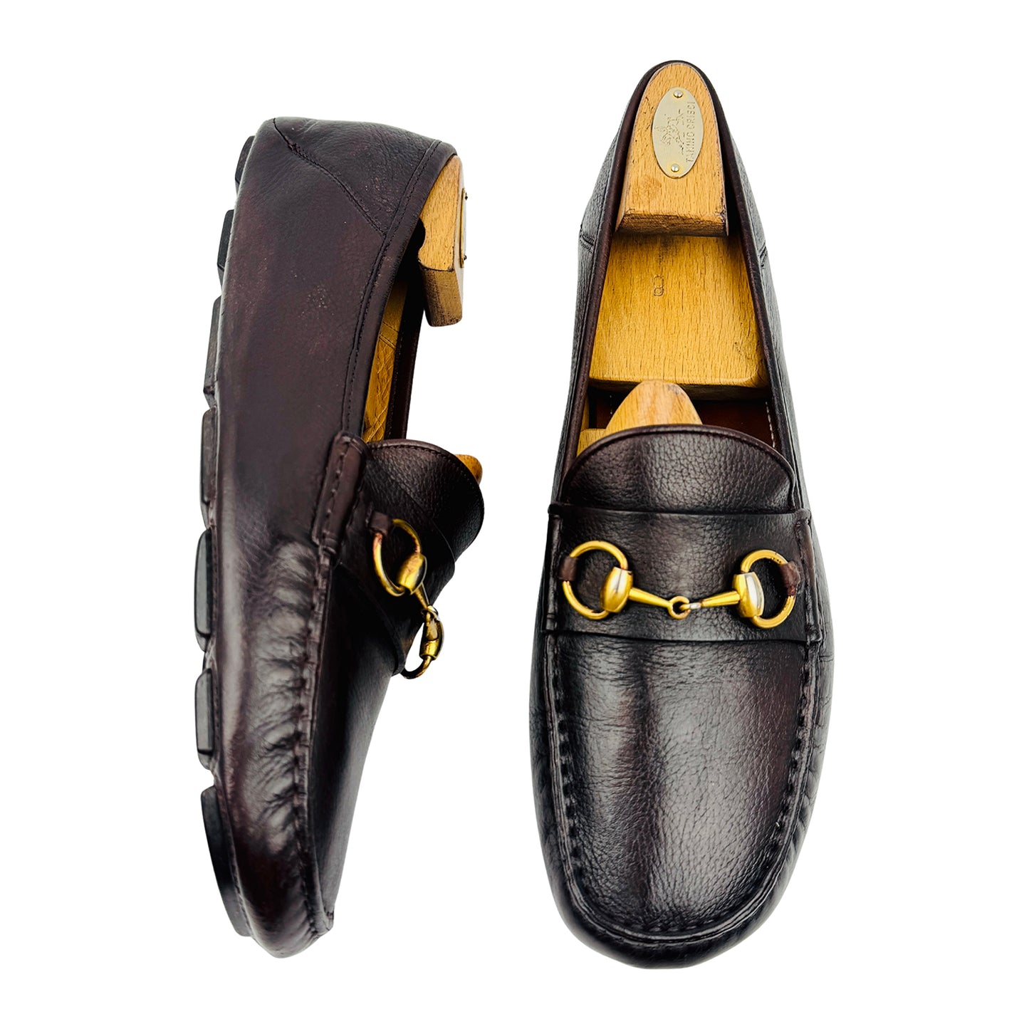 Gucci Men's Dark Brown Leather Horsebit Loafers (Size 44)