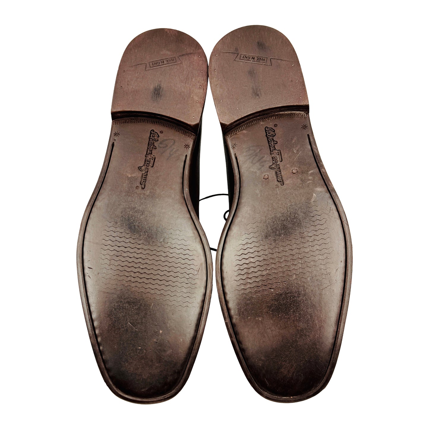 Salvatore Ferragamo Brown Pebbled Leather Derby Shoes (Size 46/46.5)