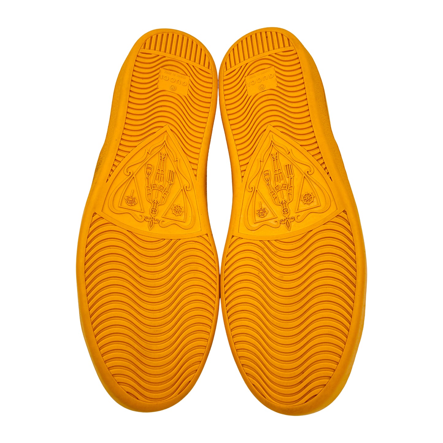Gucci Ace Logo Stripe Yellow Sneakers (Size 41/41.5)