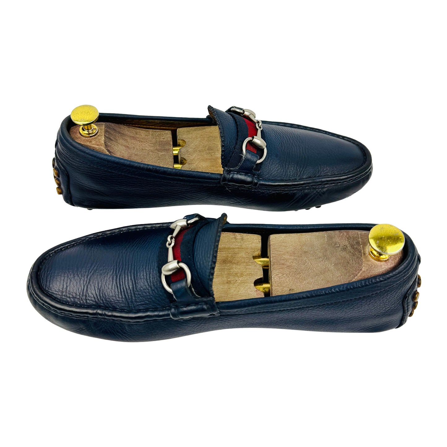 Gucci Men's Navy Blue Horsebit Loafers (Size 42)
