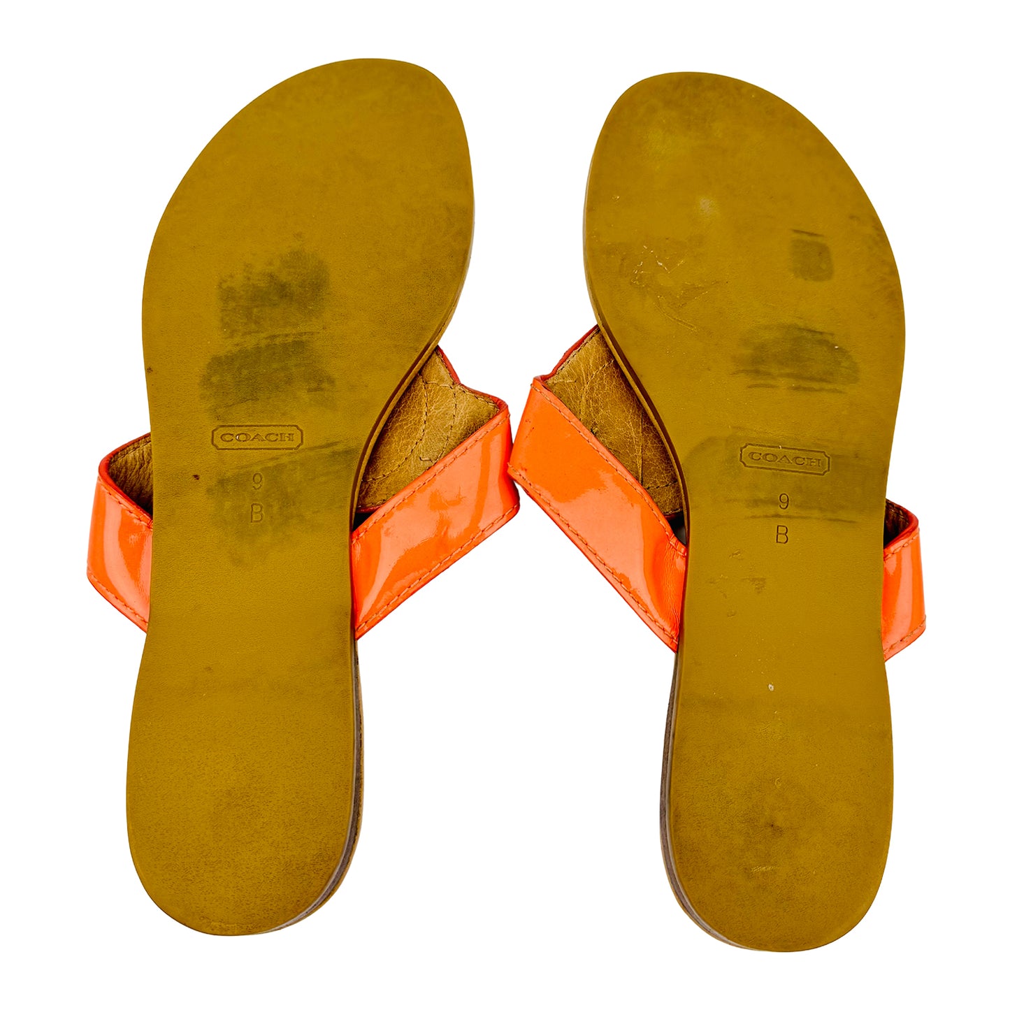 Coach Orange Patent Leather Sandal Slippers (Size 39)
