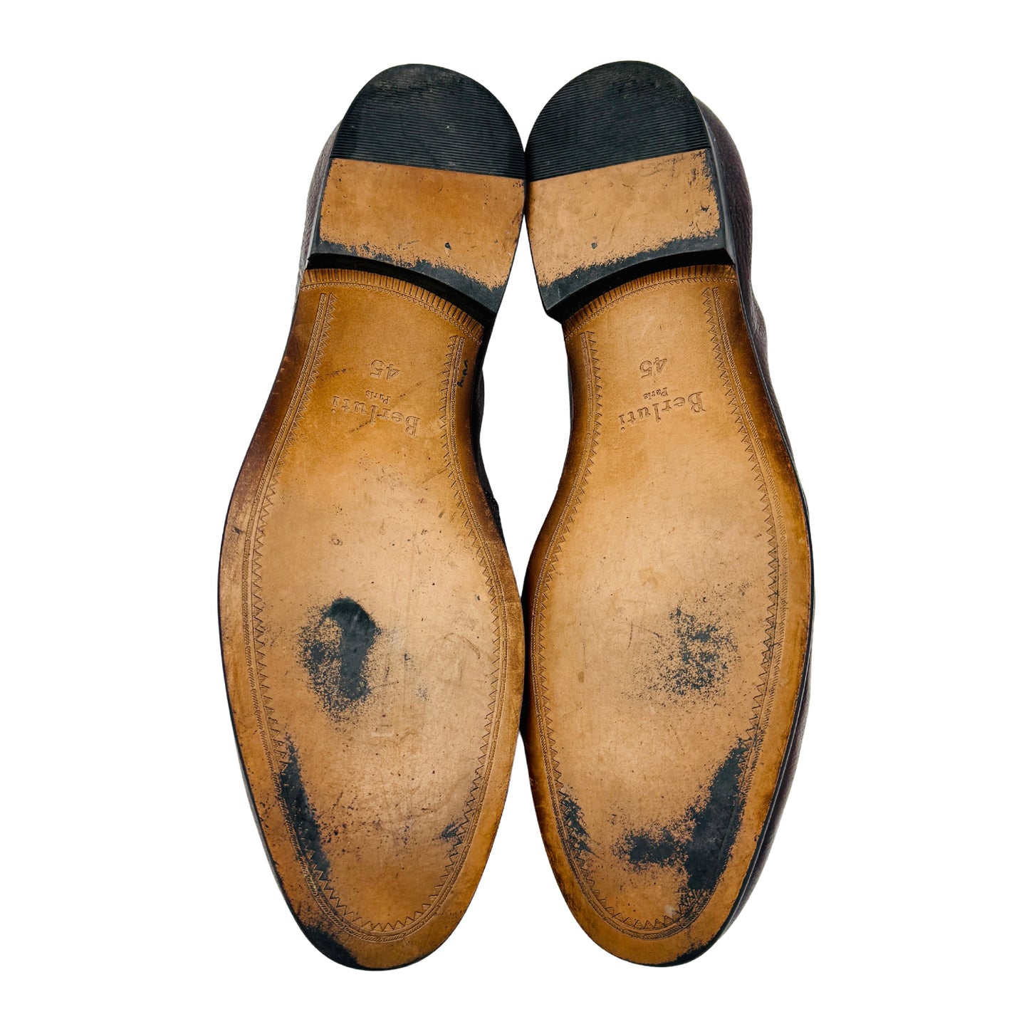 Berluti Men's Grained Leather Dark Brown Loafers (Size 45)