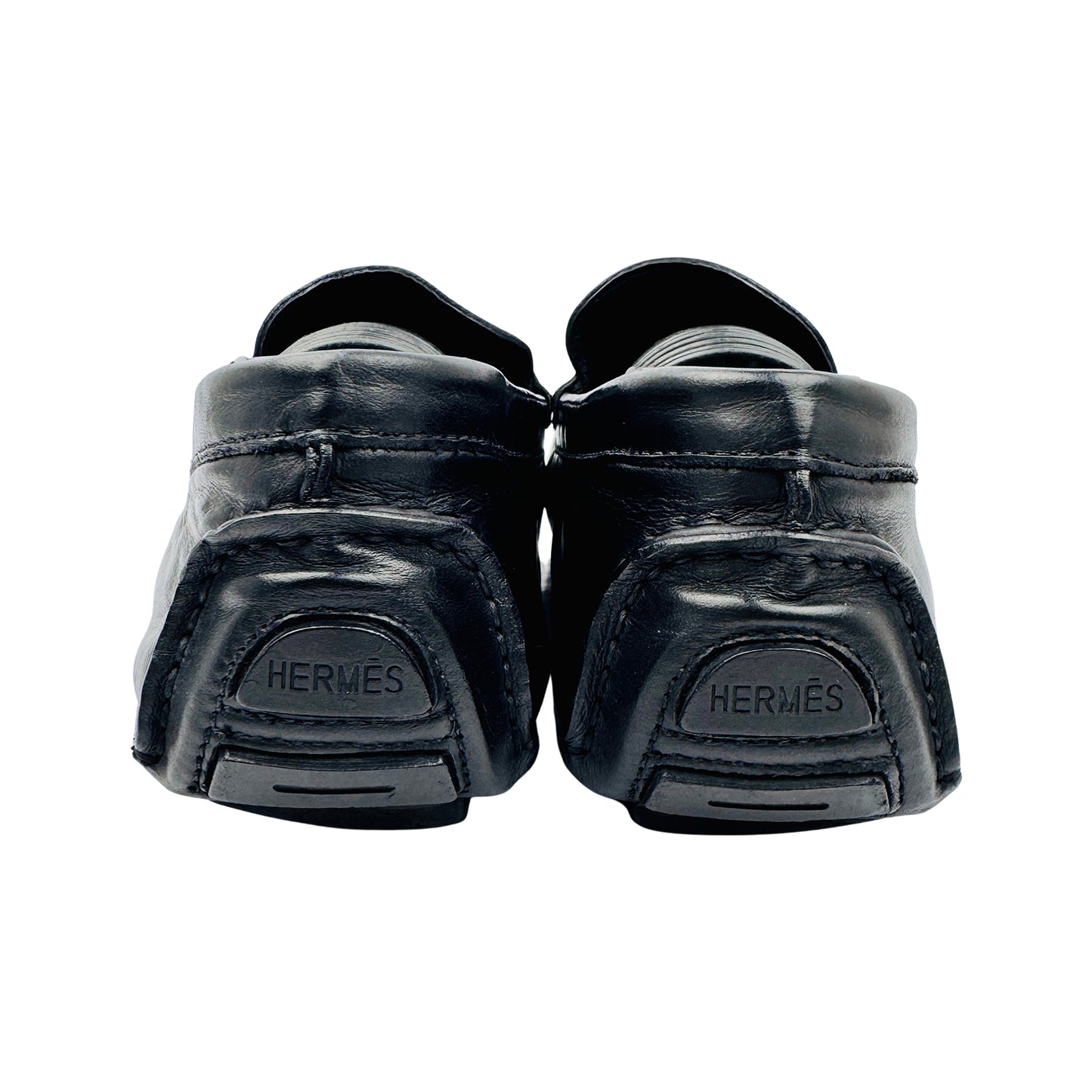 Hermes 'H' Buckle Black Driving Loafers (Size 40/40.5)