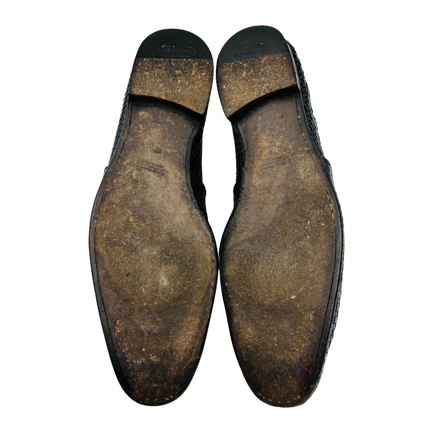 Santoni Hand Woven Black Leather Loafers (Size 45.5)