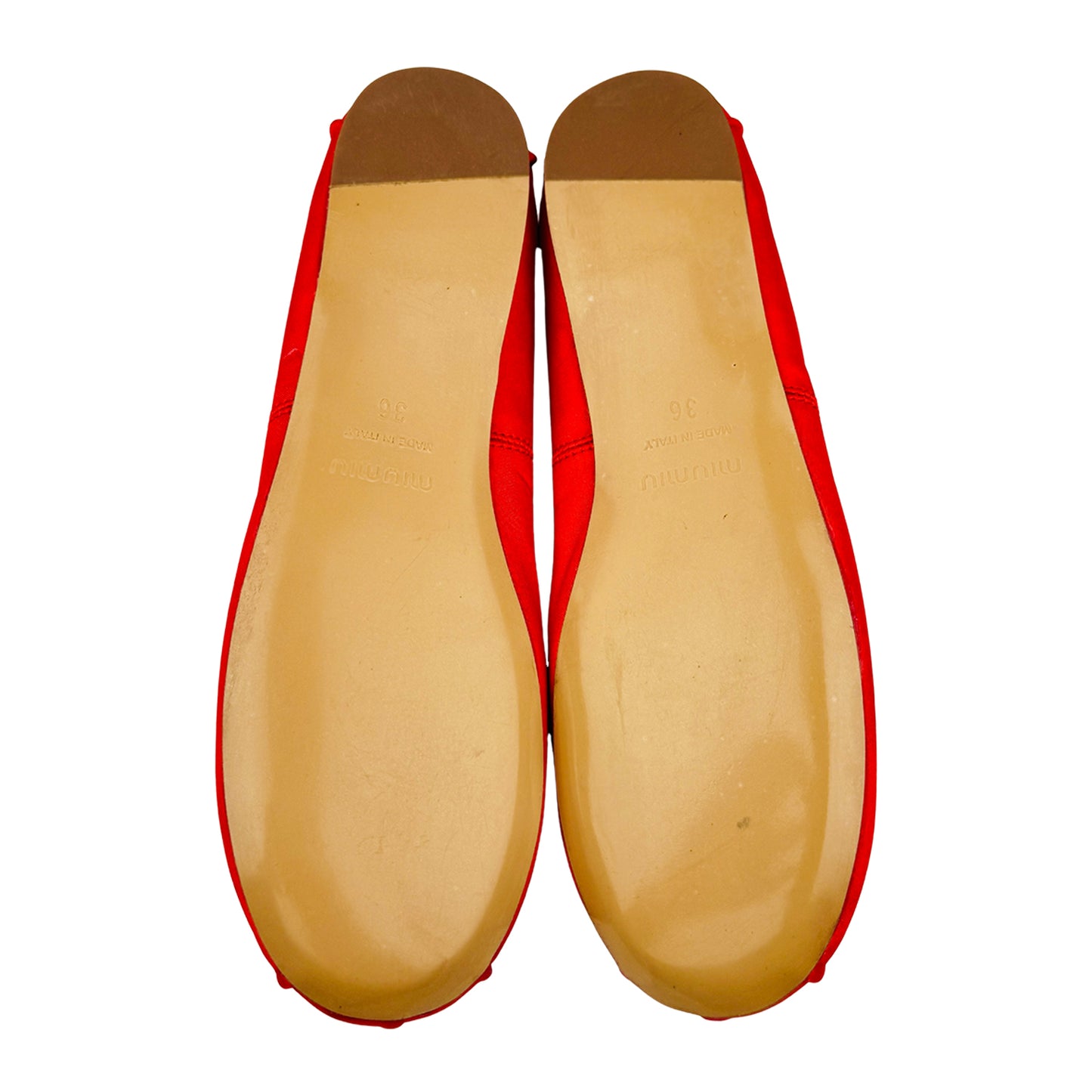 Miu Miu Red Satin Ballerina Flats (Size 36)