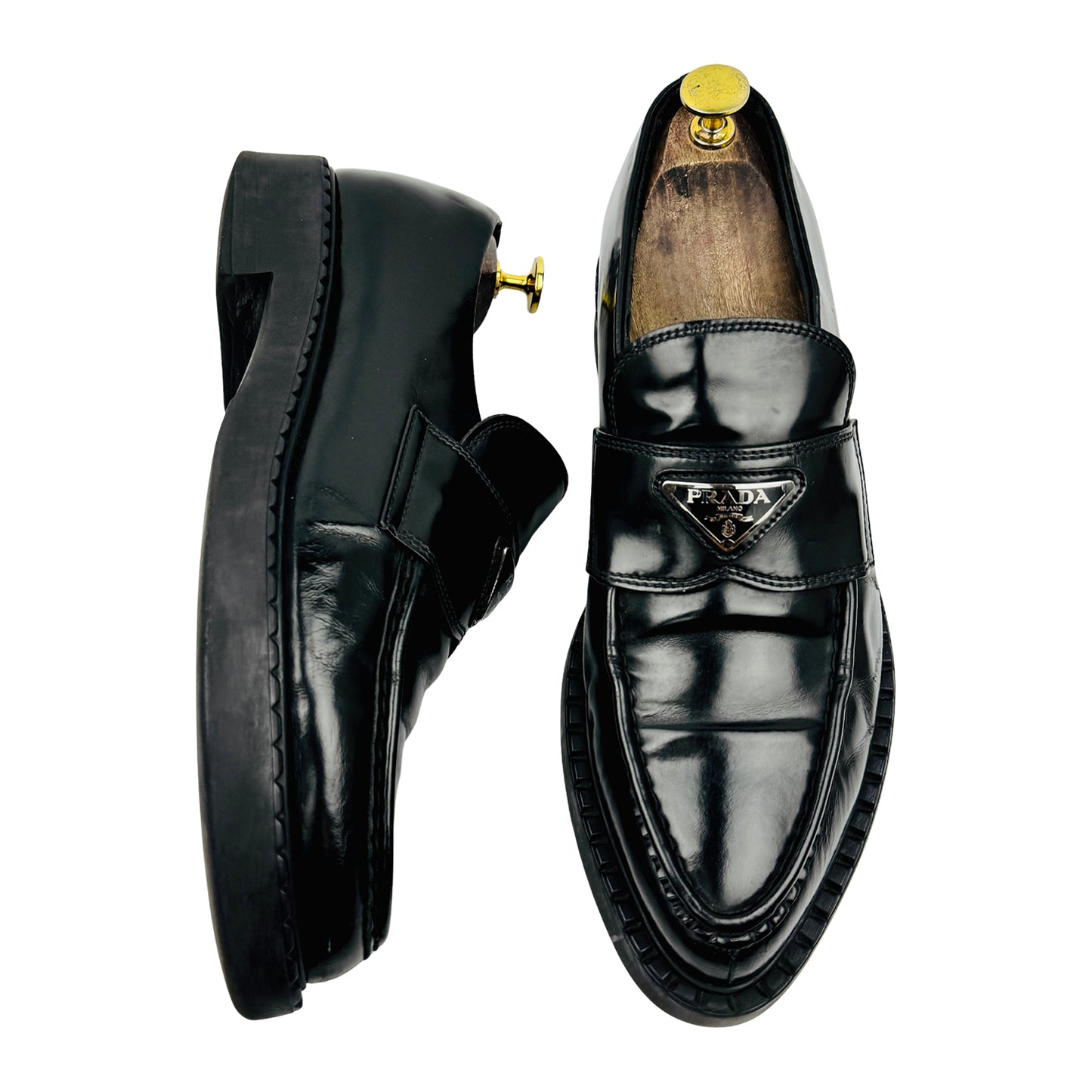 Prada Chocolate Black Leather Loafers (Size 41/41.5) - 2DE131