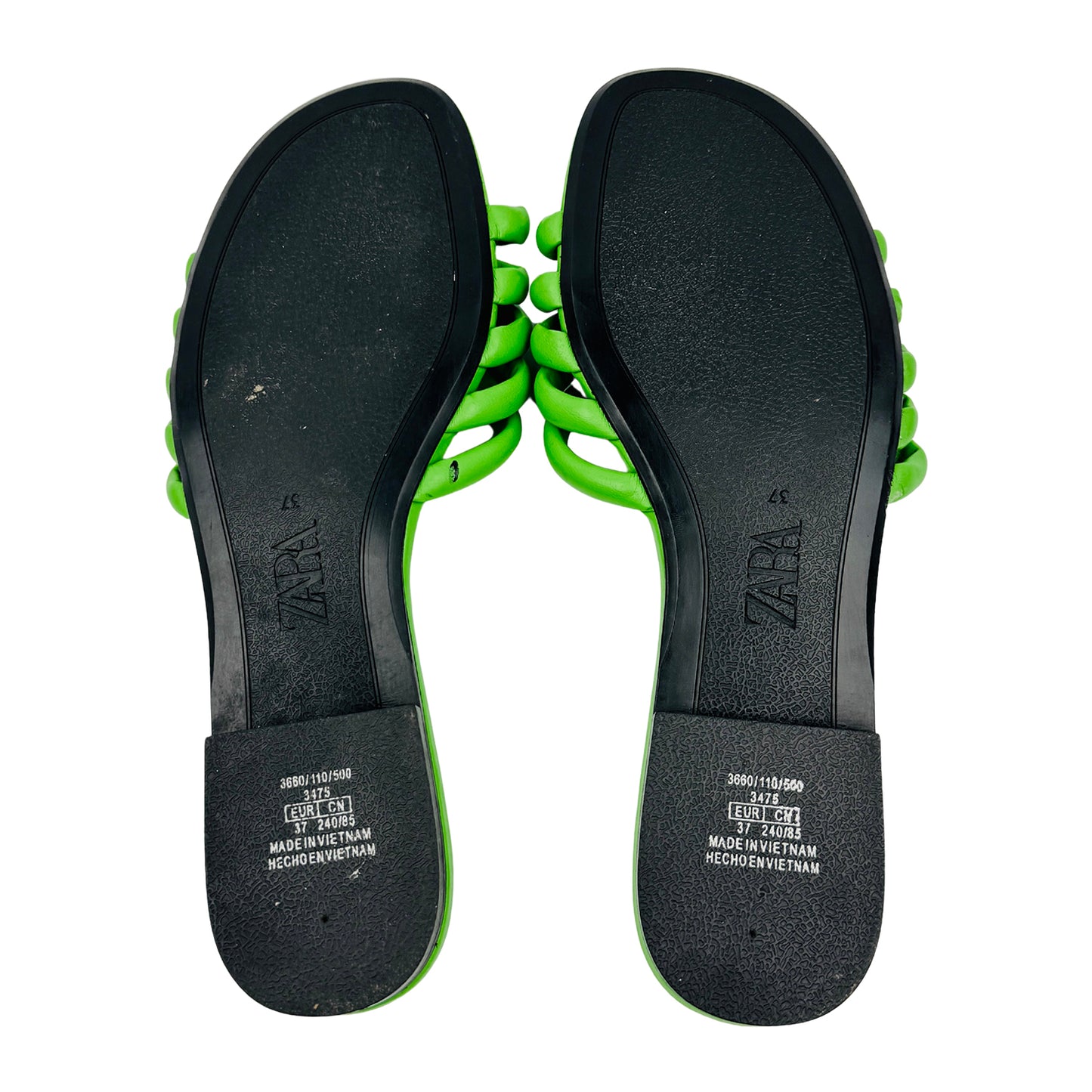 Zara Women's Green Leather Slippers (Size 37)