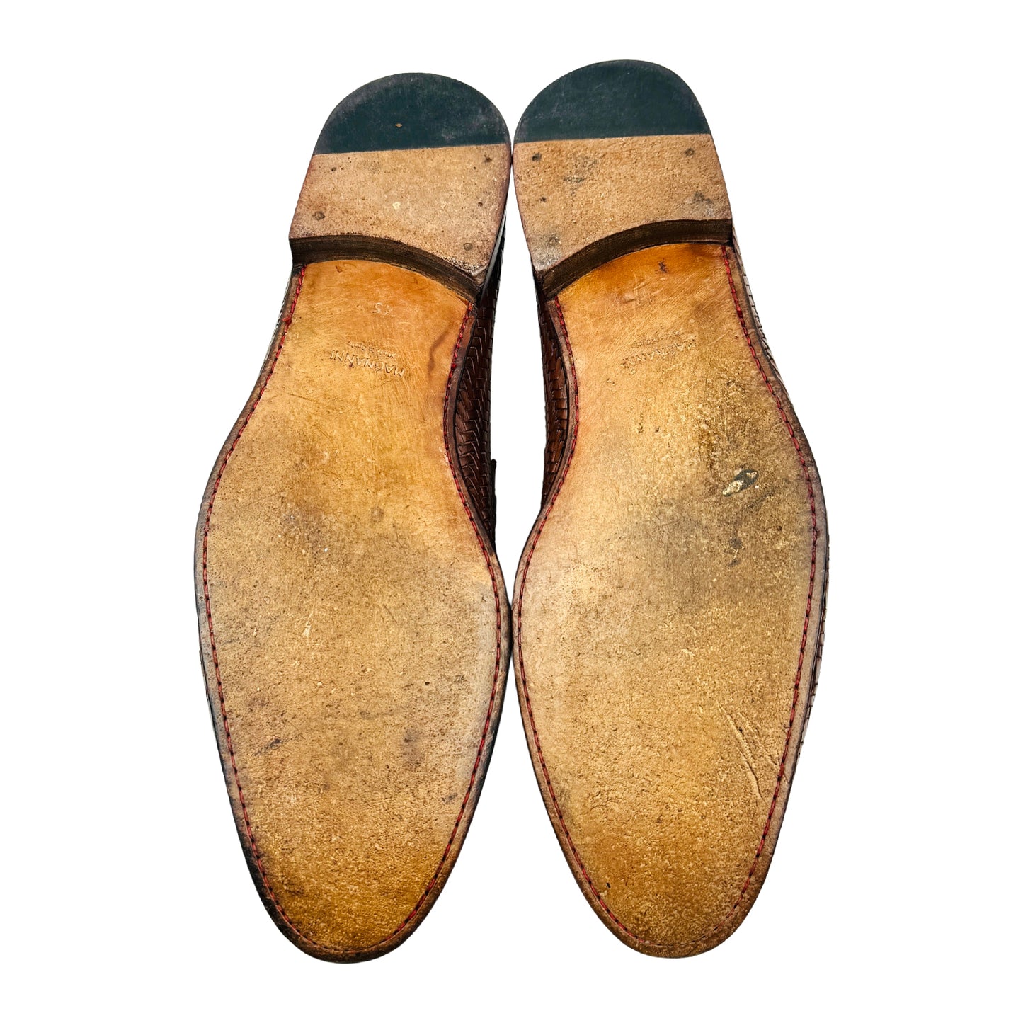 Magnanni Brown Woven Leather Tassel Loafers (Size 45)