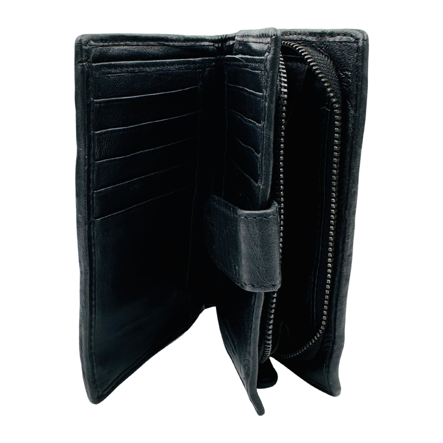 Bottega Veneta Intrecciato Black Leather Zip Around Wallet