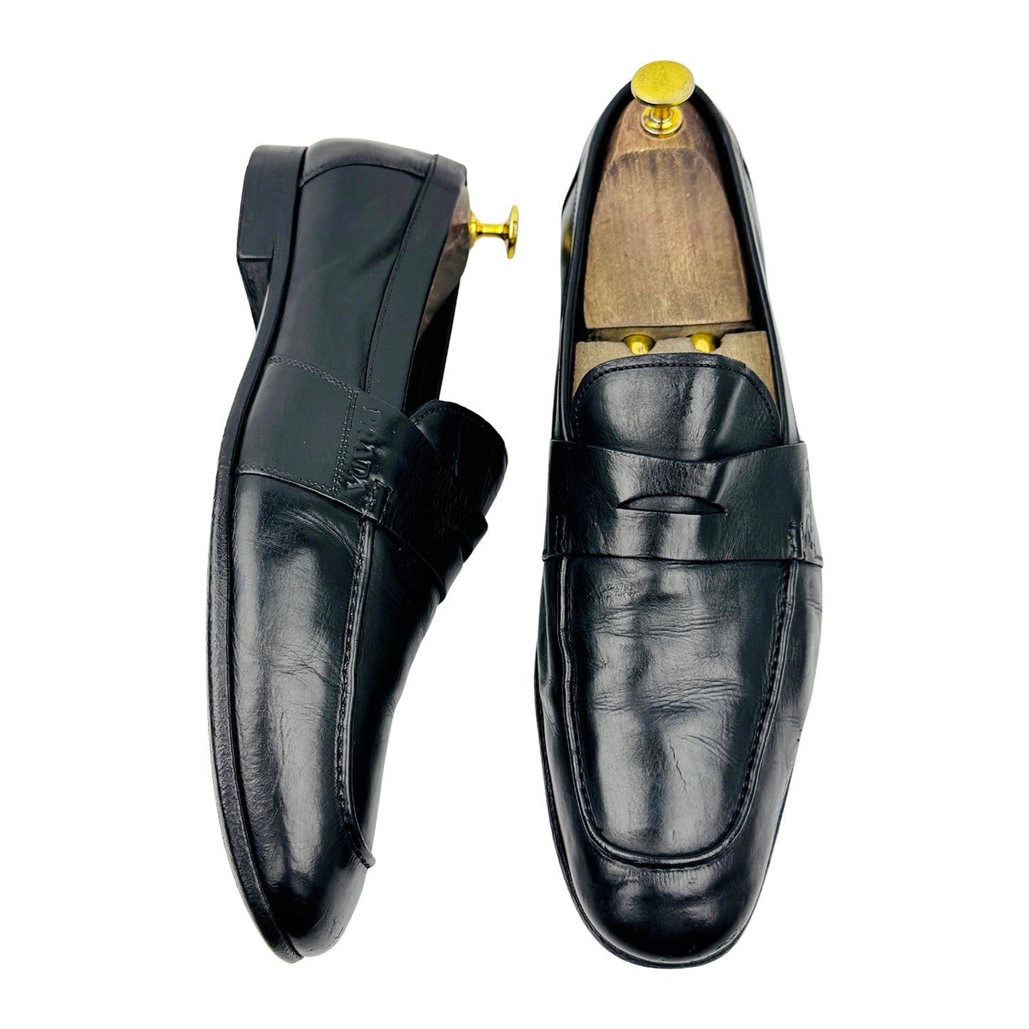 Prada Men's Black Penny Loafers (Size 43/43.5)