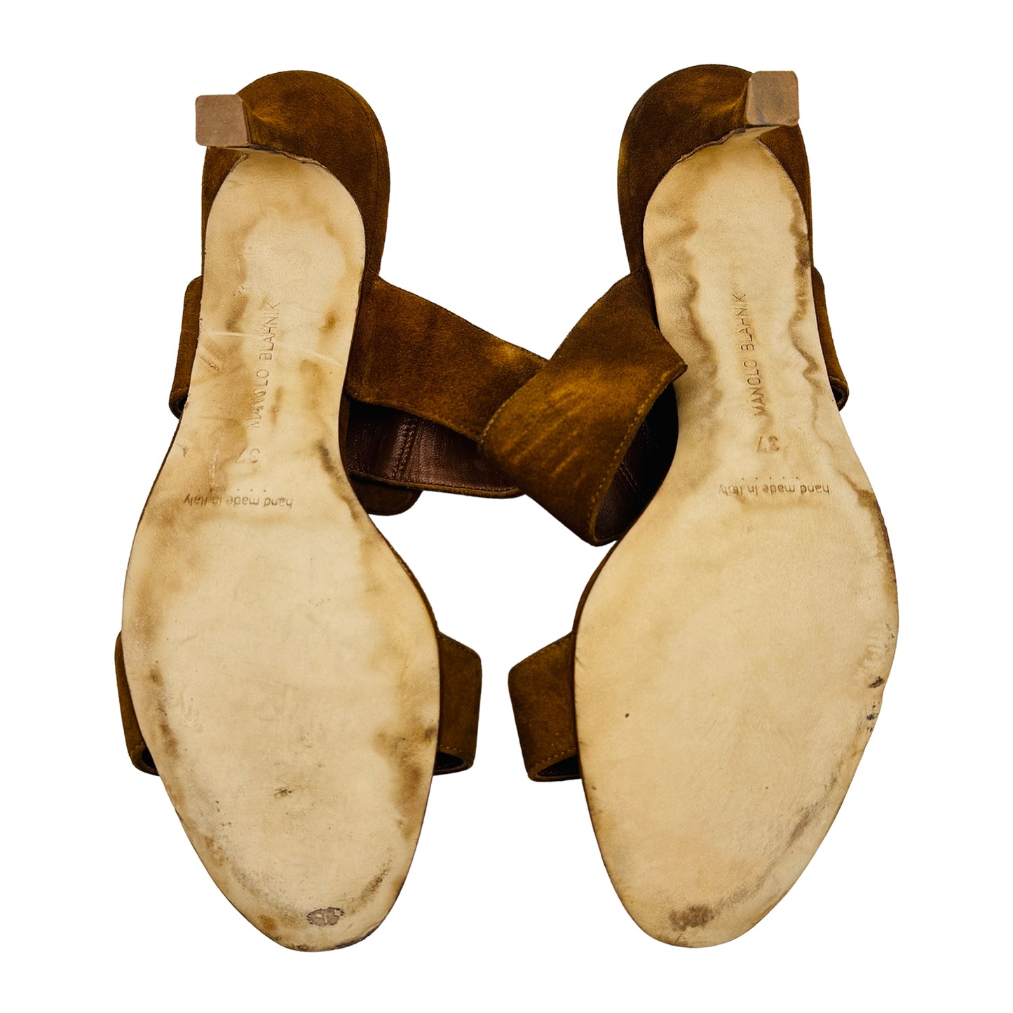 Manolo Blahnik Gable Brown Suede Heels (Size 37)