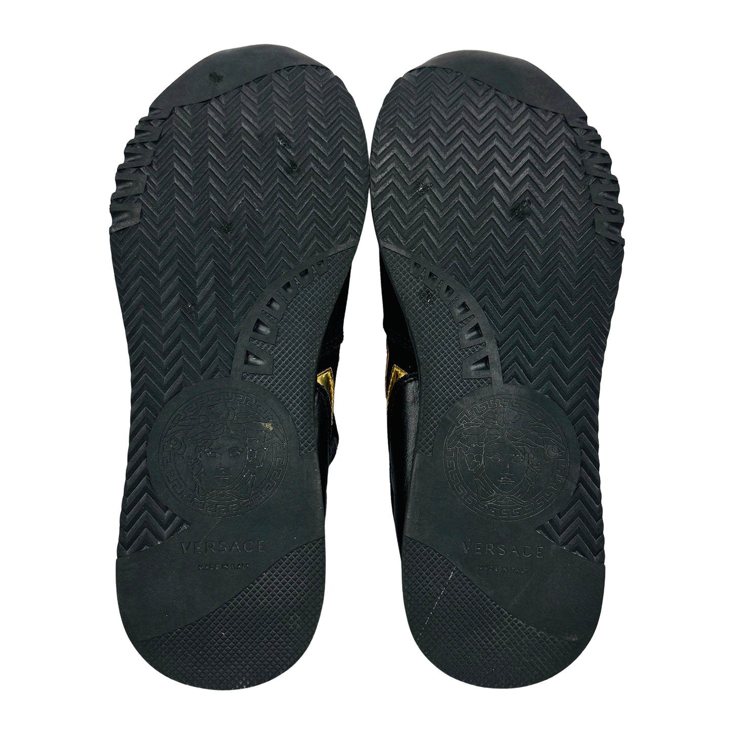 Versace Men's Greek Key Black Running Sneakers (Size 42.5)