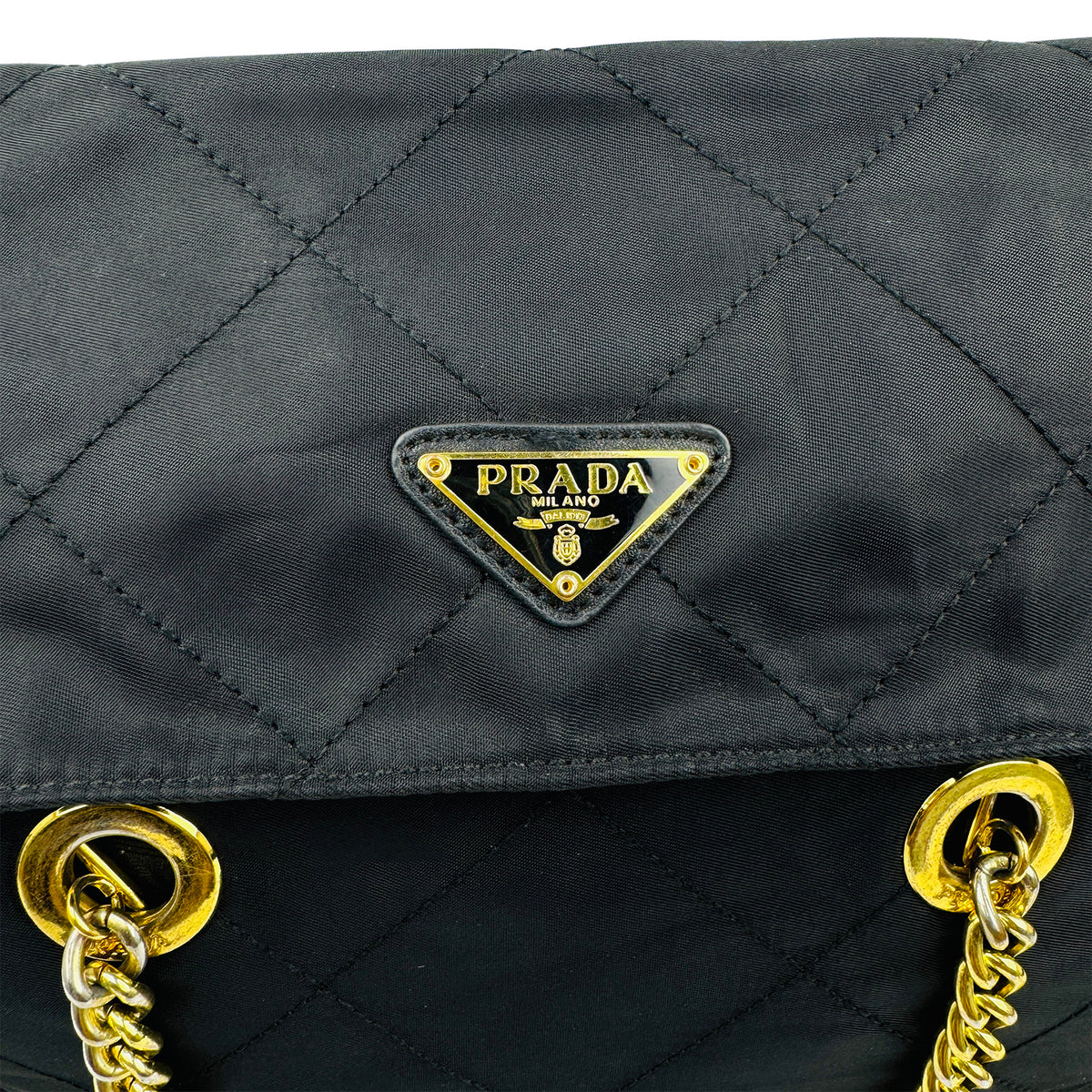 Prada Tessuto Impuntu Quilted Flap Chain Shoulder Bag