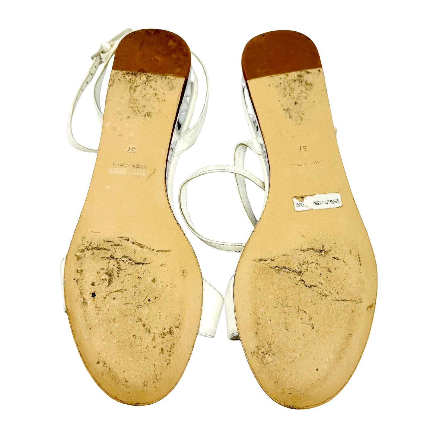Miu Miu Women's White Leather Sandals (Size 37)
