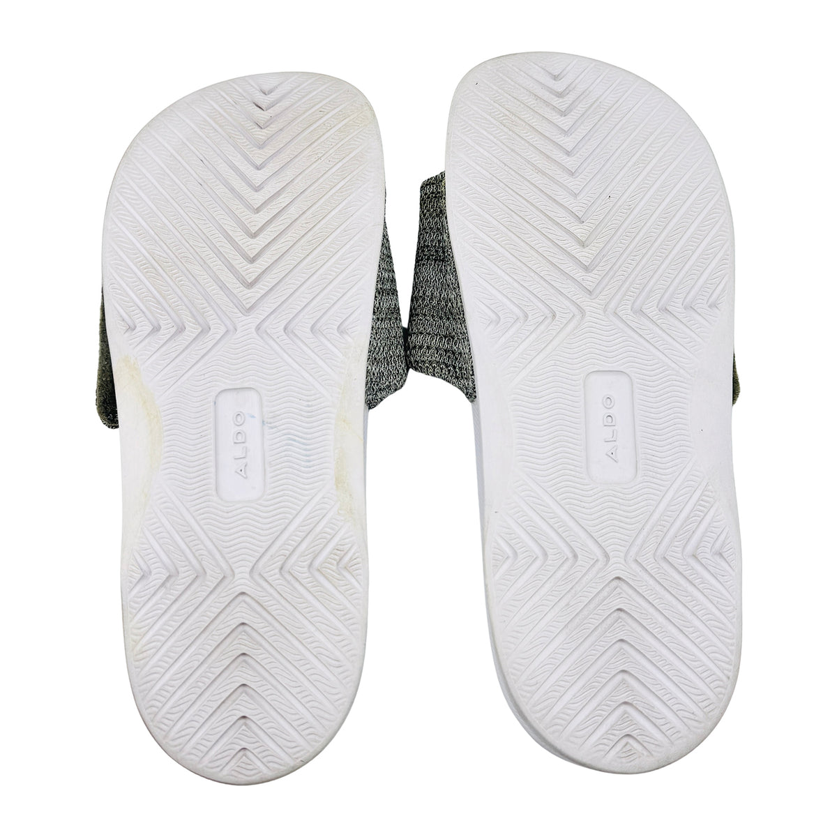 Aldo Grey White Knit Adjustable Strap Slides (Size 41)