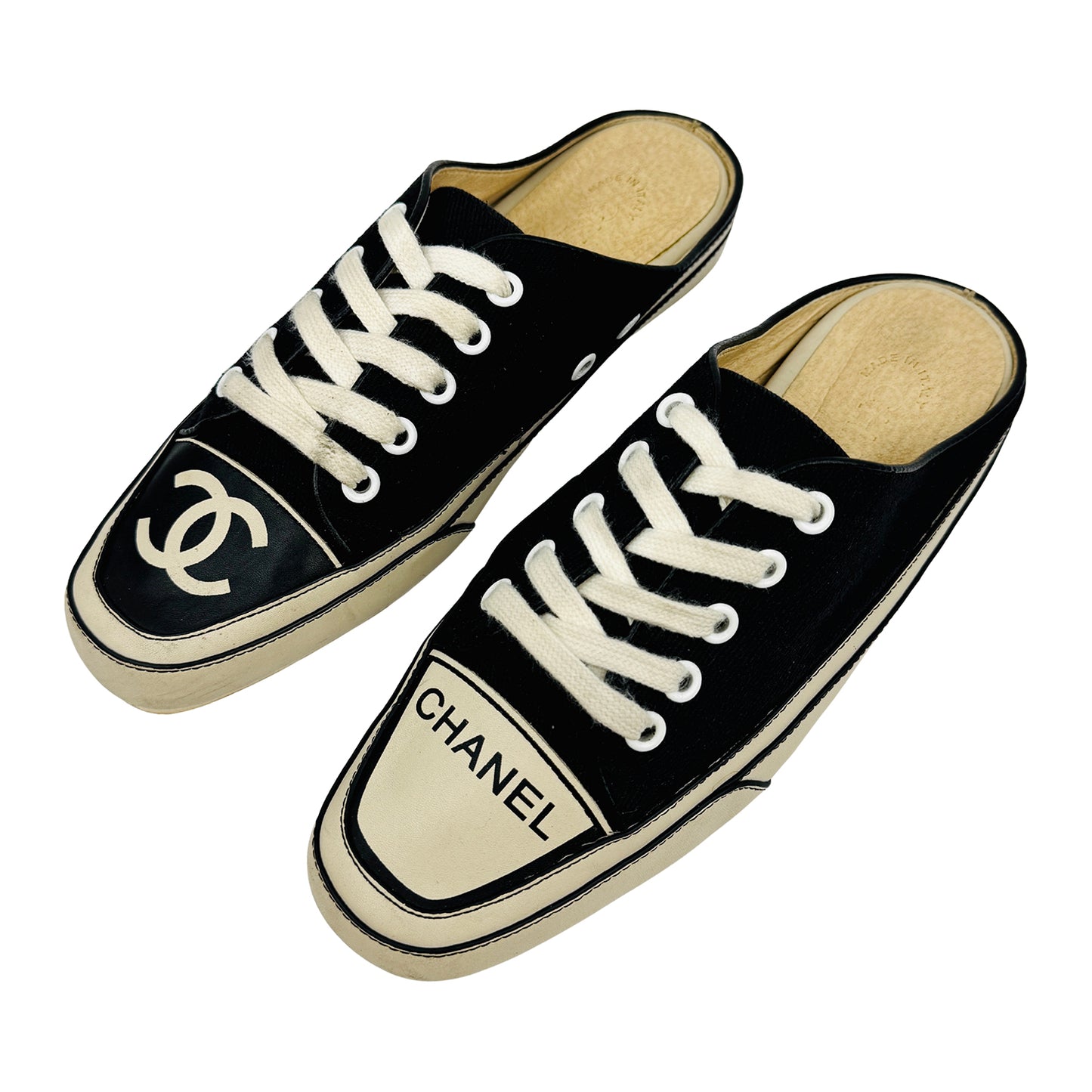 Chanel 'Black Off-White' Italian Mule Slides (Size 38) - 5068-2