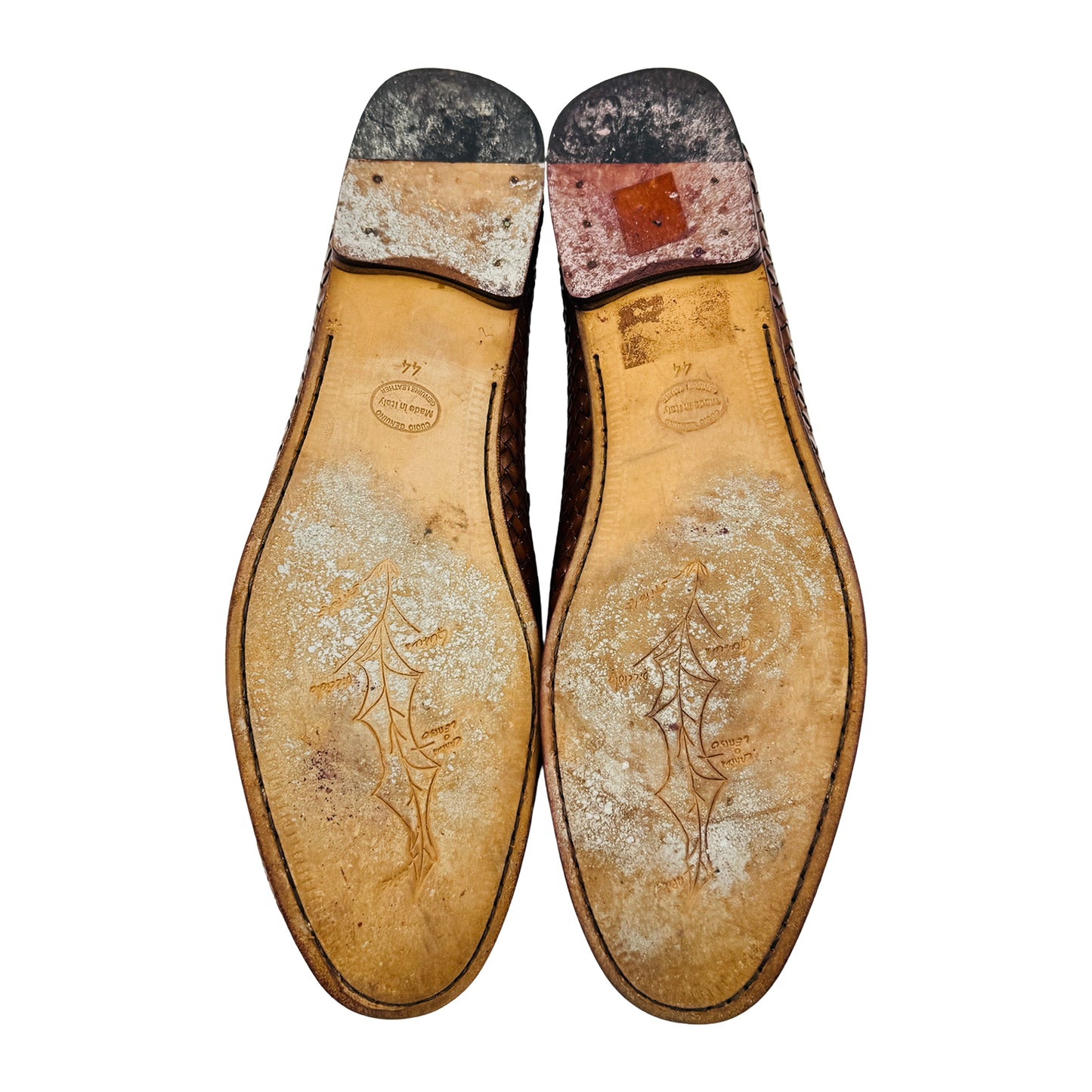 Luca Bossi Brown Woven Leather Penny Loafers (Size 44)