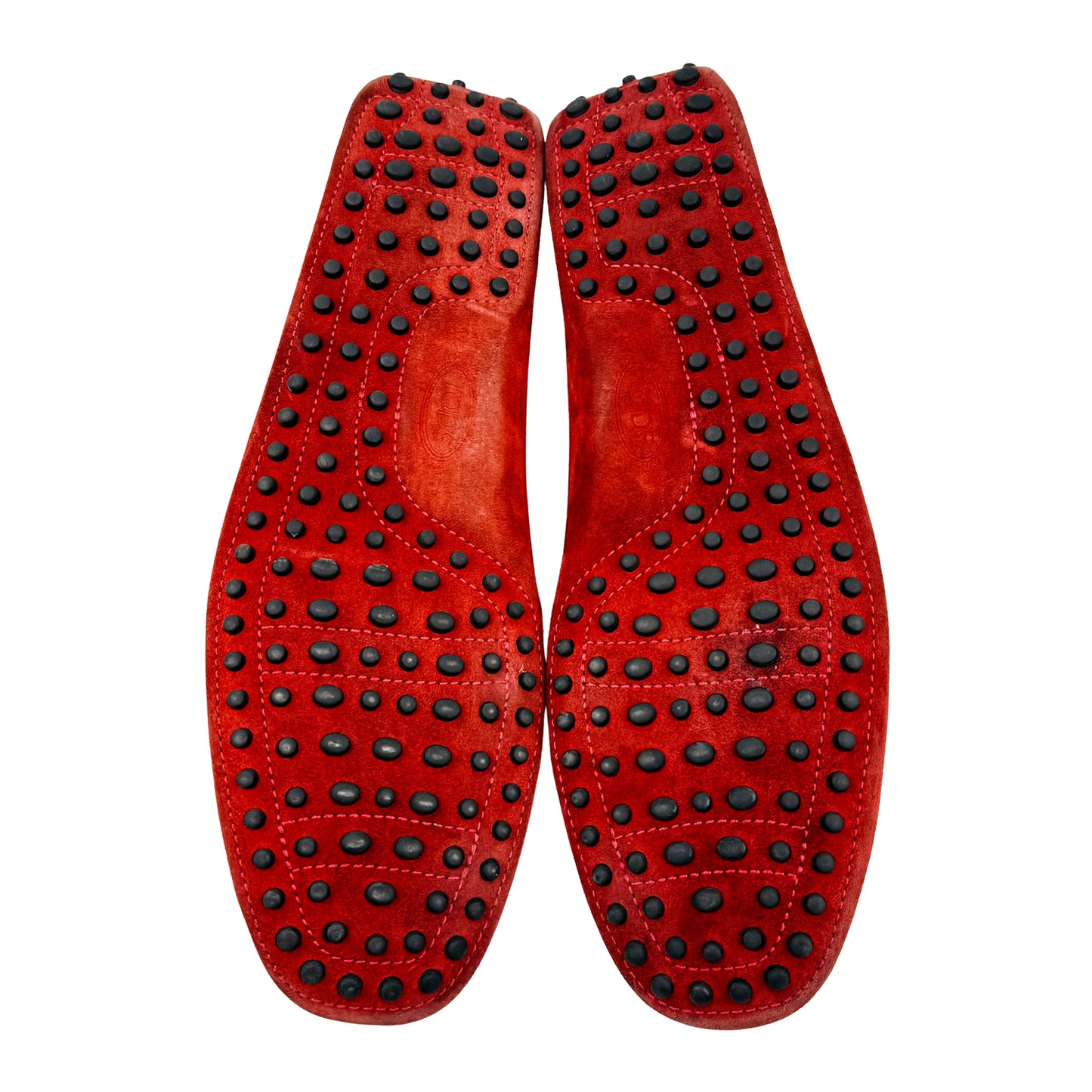 Tod's For Ferrari Red Suede Driving Loafers (Size 45)