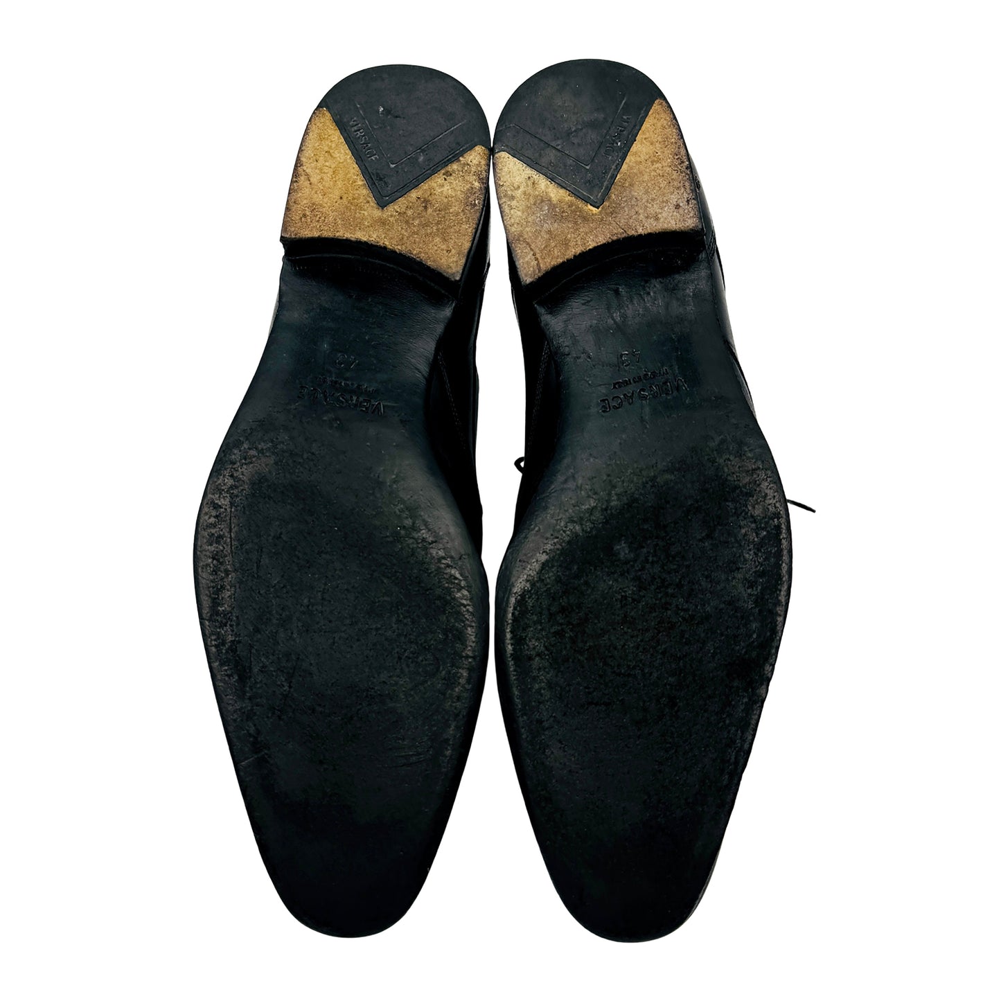 Versace Black Leather Lace-Up Oxfords (Size 43/43.5)