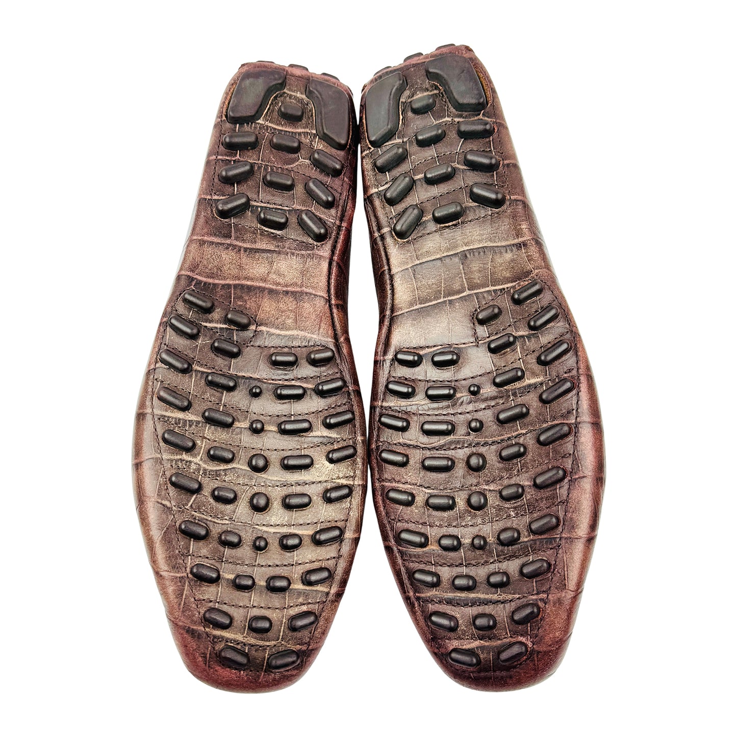 Santoni Crocodile Embossed Leather Driving Loafers (Size 41/41.5)