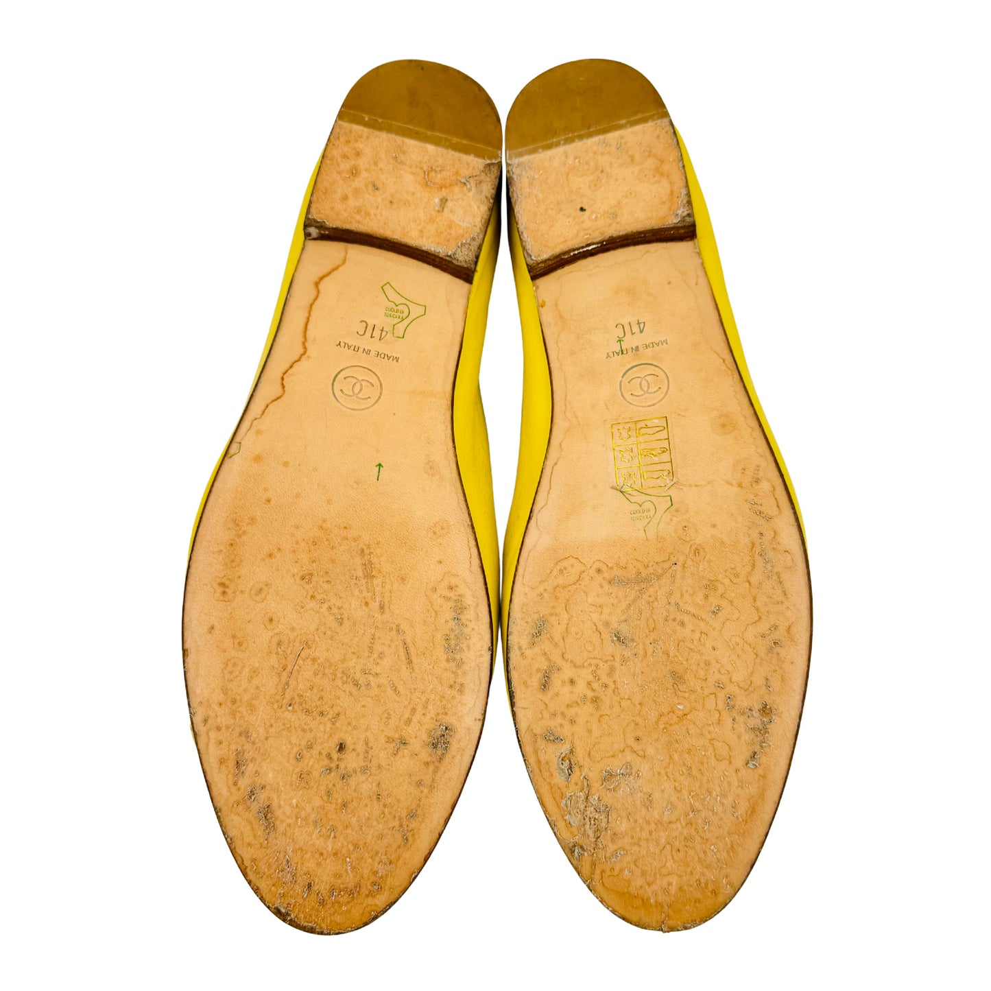 Chanel Yellow Leather Bow Ballet Flats (Size 41)