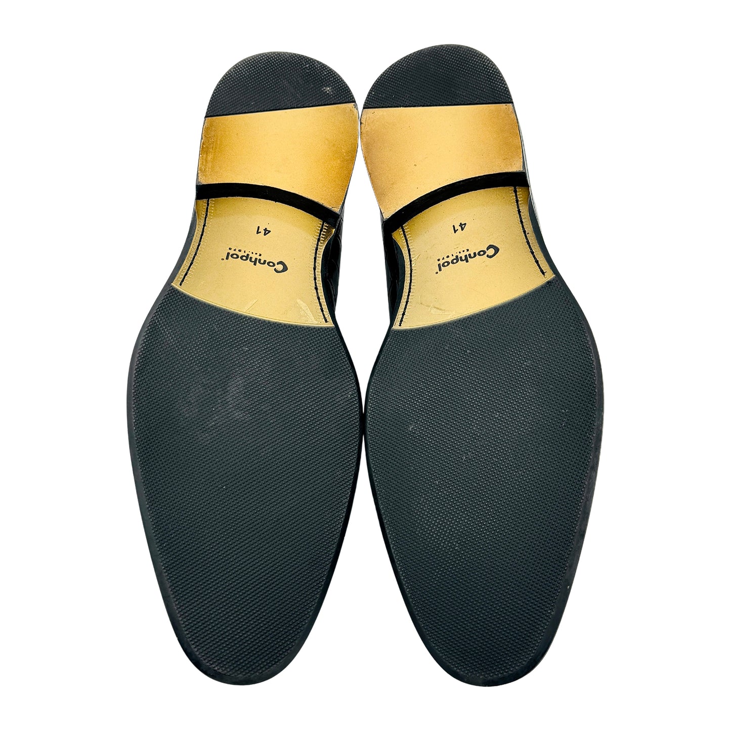 Conhpol Croc-Embossed Black Leather Loafers (Size 41.5)