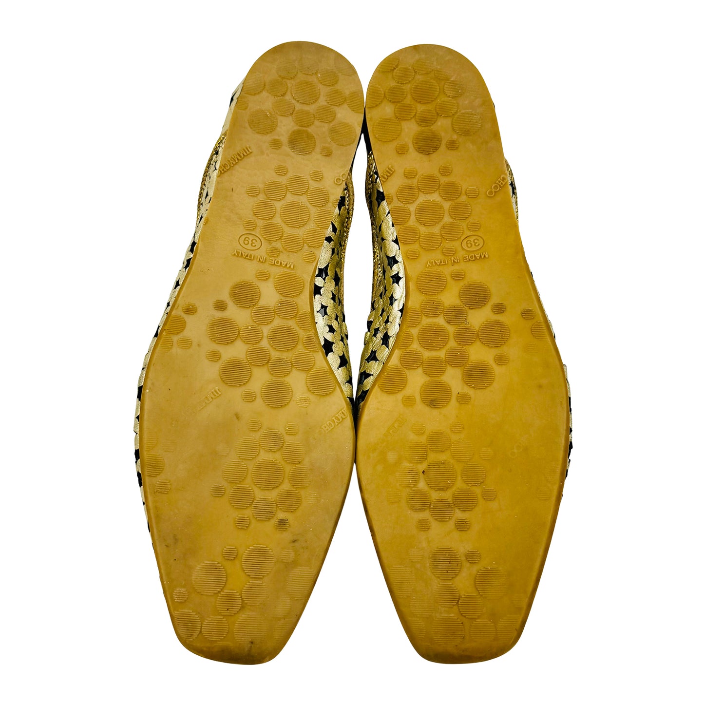 Jimmy Choo Women's Gold Metallic Leather Flats (Size 39)