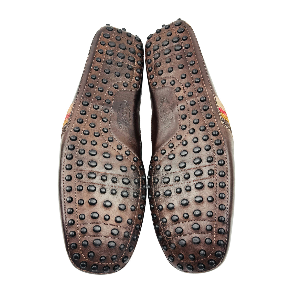 Tods Men's Dark Brown Side Stripe Leather Loafers (Size 45/45.5)